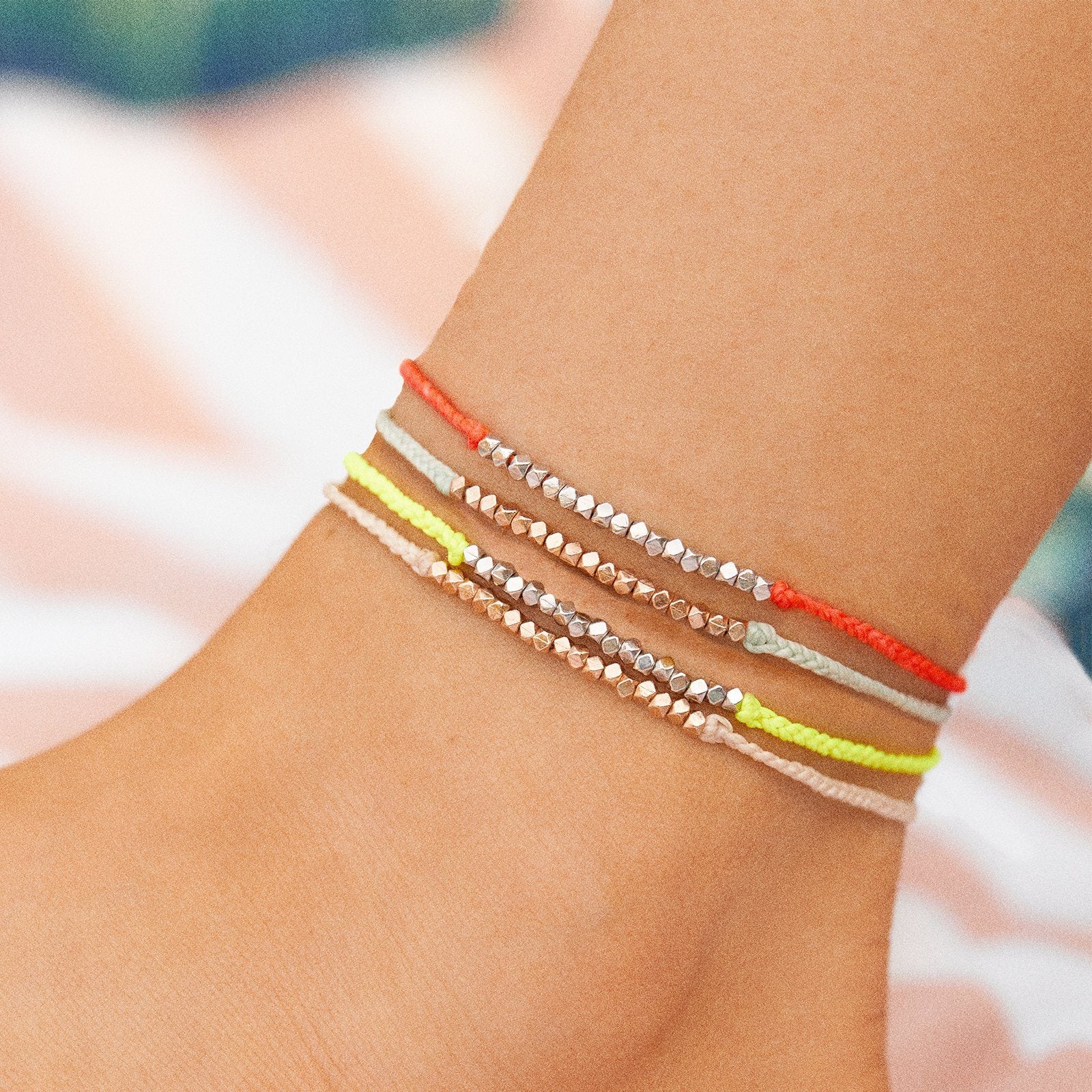 Faceted Metal Bead Anklet - Image 3