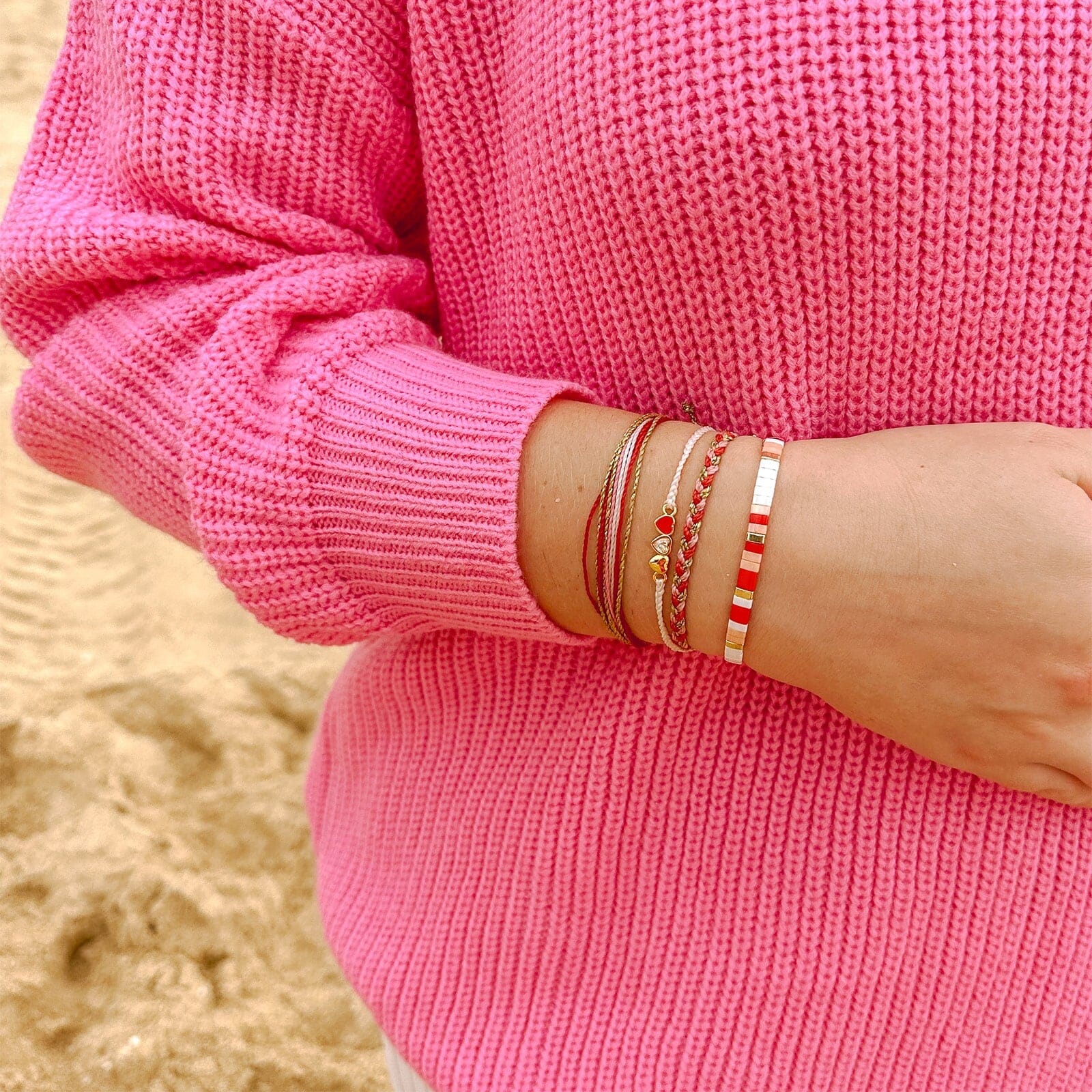 Red Cross XOXO Mixed Mini Braided Bracelet - Image 4