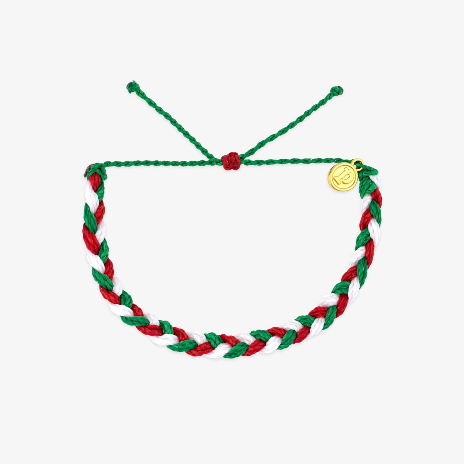 Red. Green & White Braided Bracelet