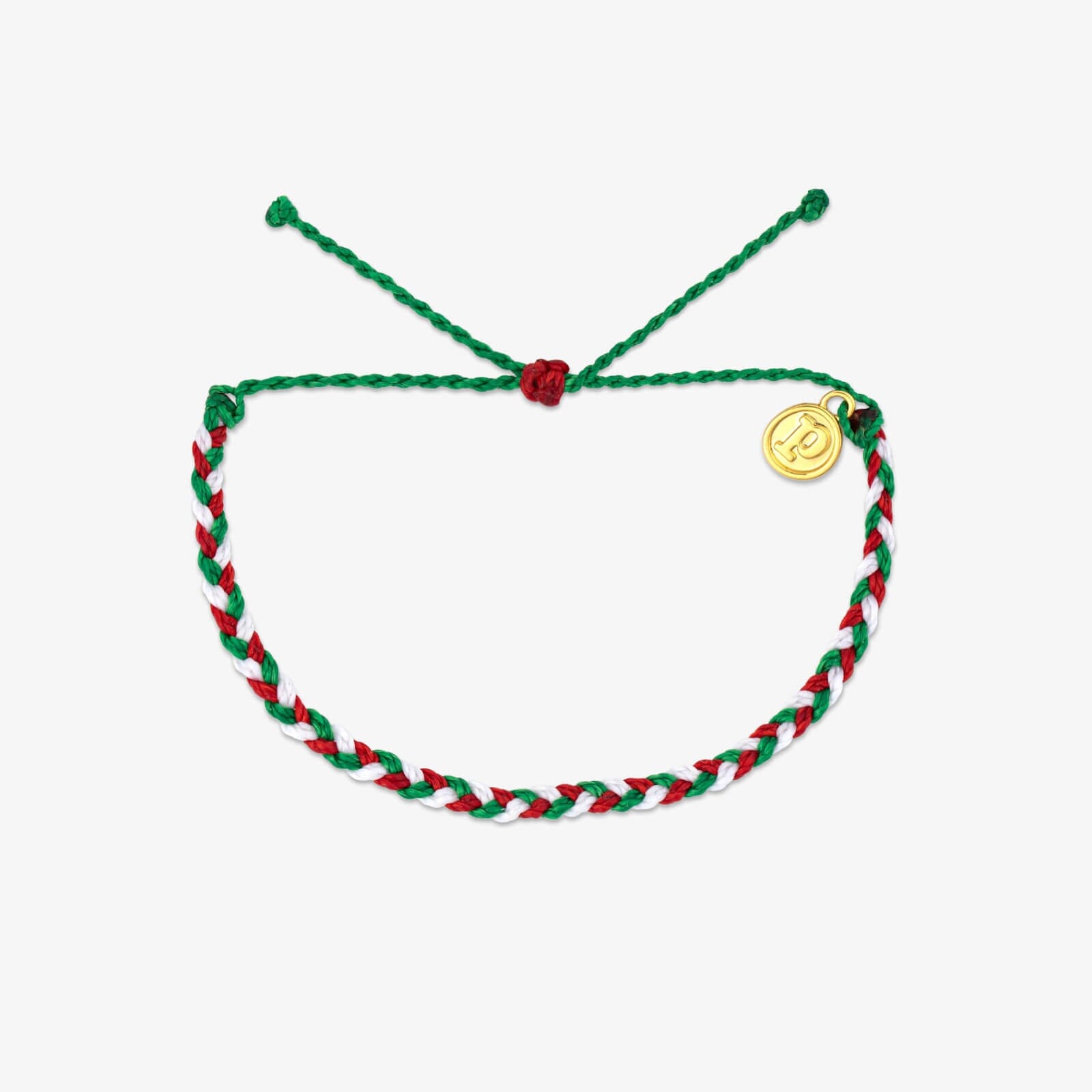 Red. White & Green Mini Braided Bracelet