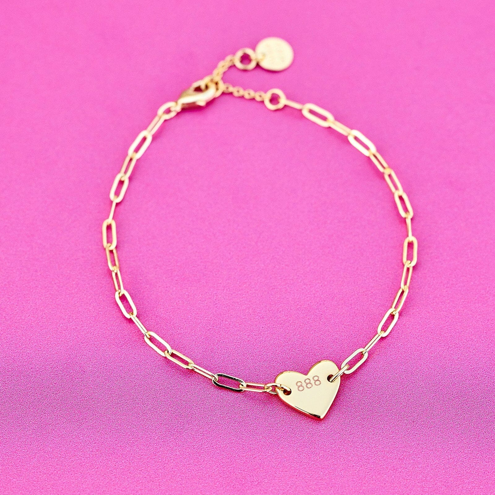 Engravable Heart Paperclip Chain Bracelet - Image 10