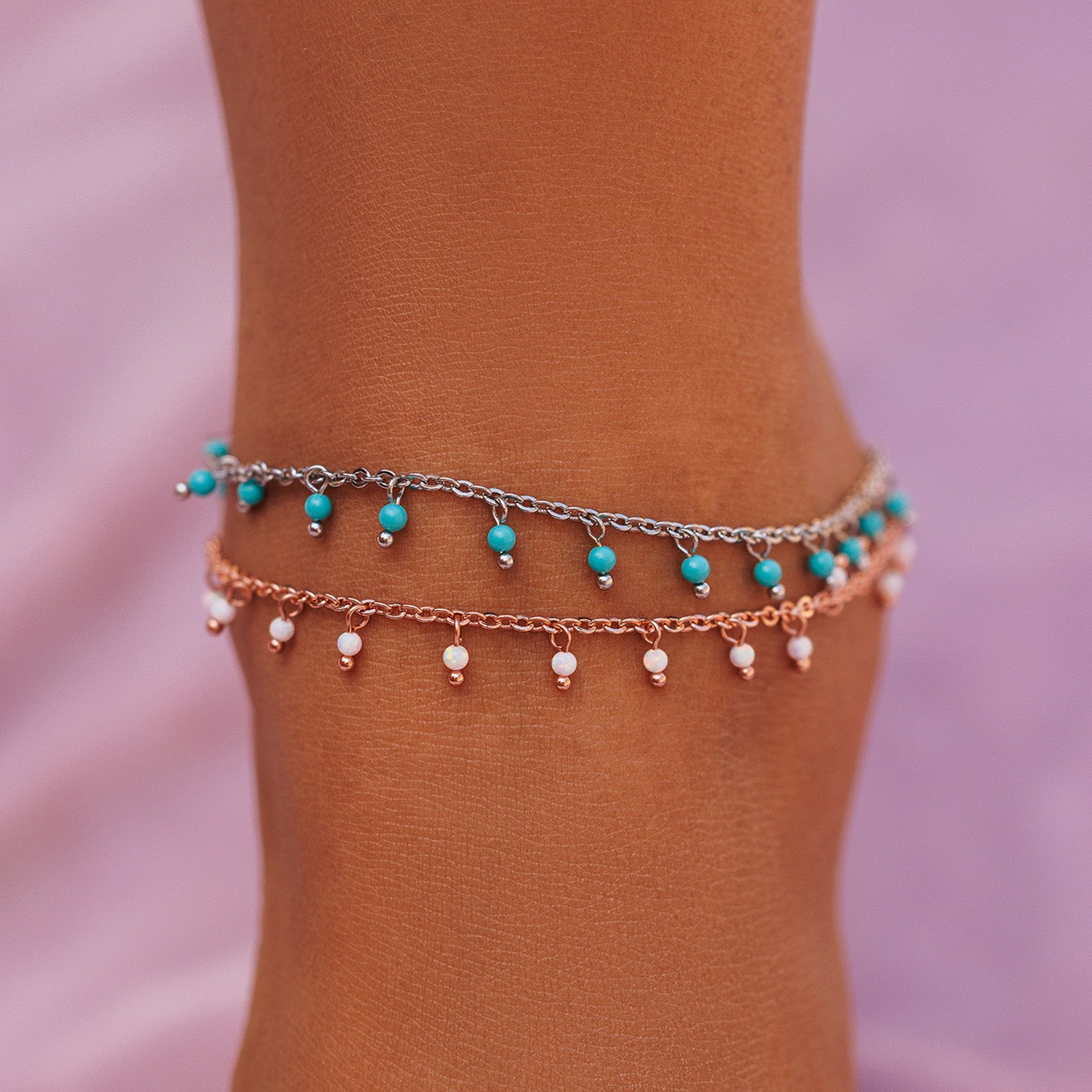 Floating Gemstone Anklet - Image 3