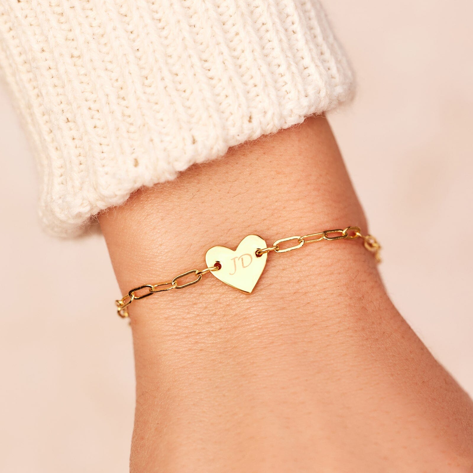 Engravable Heart Paperclip Chain Bracelet - Image 8