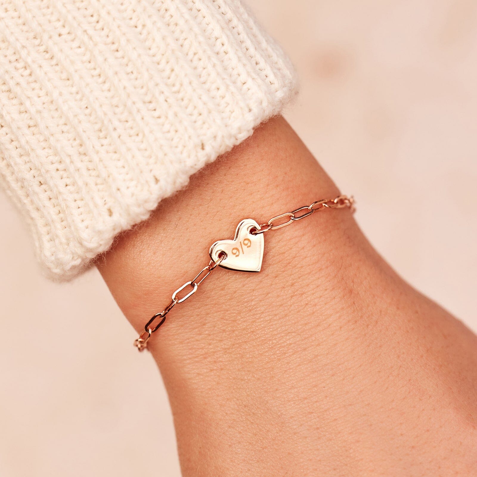 Engravable Heart Paperclip Chain Bracelet - Image 13