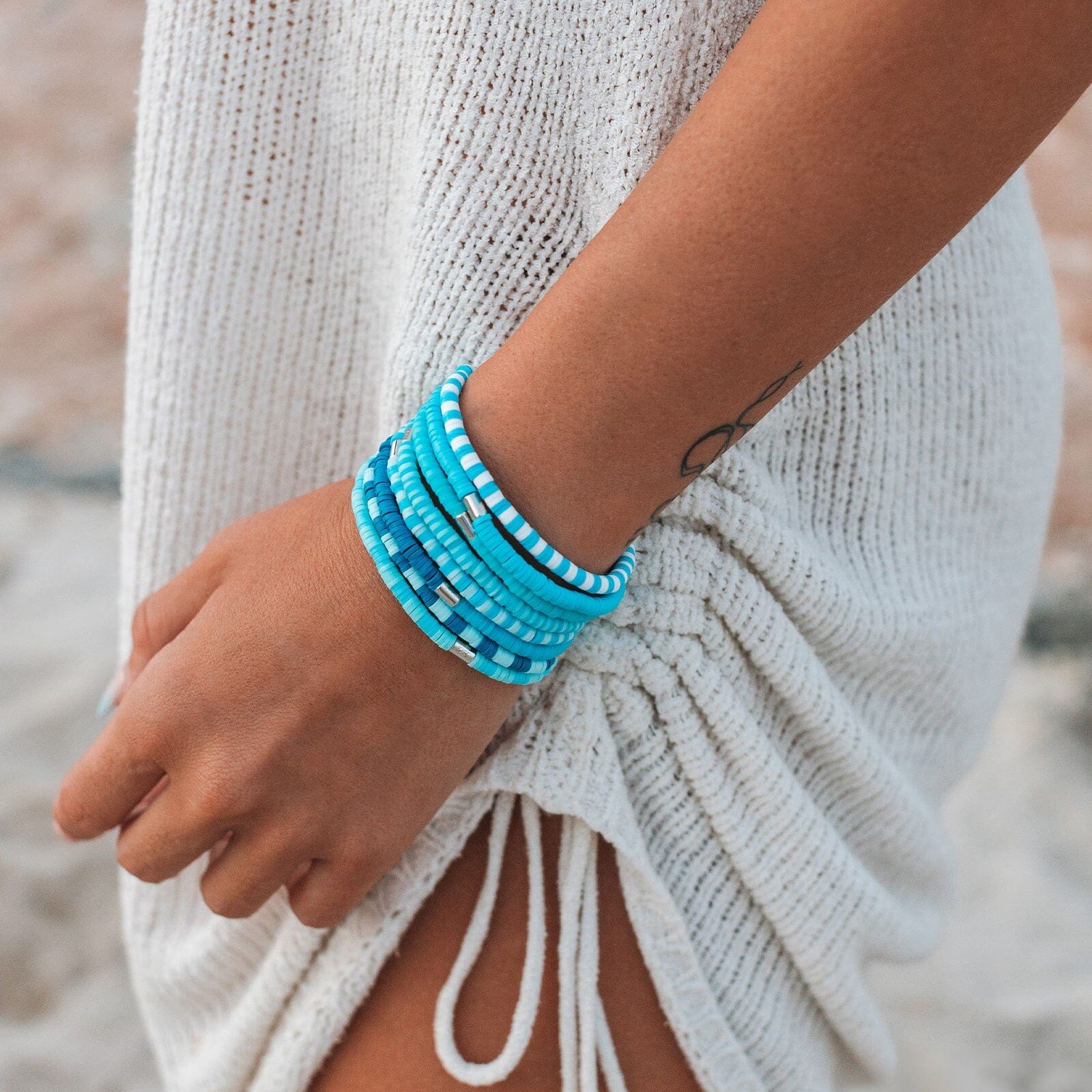 Blue Wave Stretch Bracelet Set of 8 - Image 3
