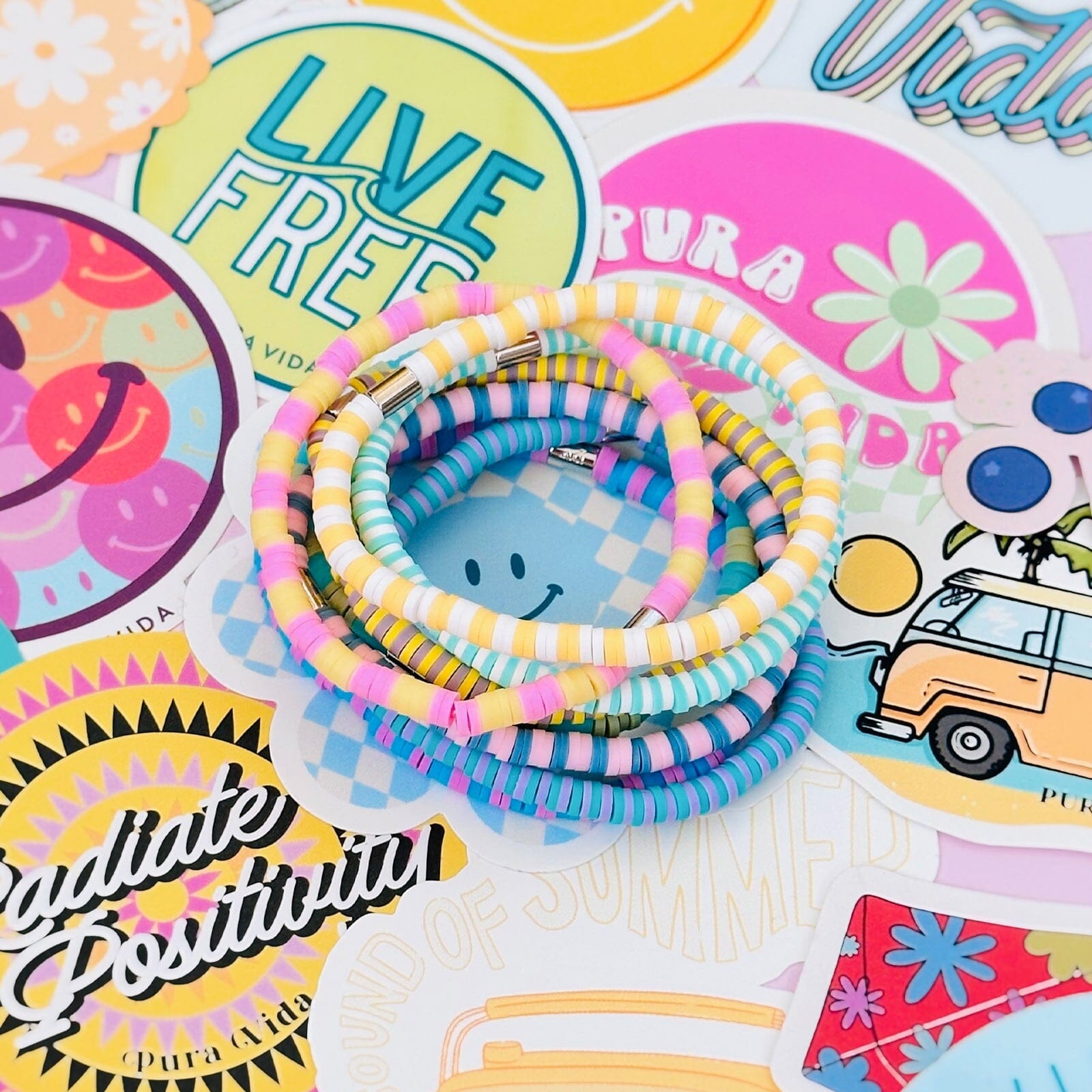 Vacation Vibes Bright Stretch Bracelet Set of 8 - Image 7