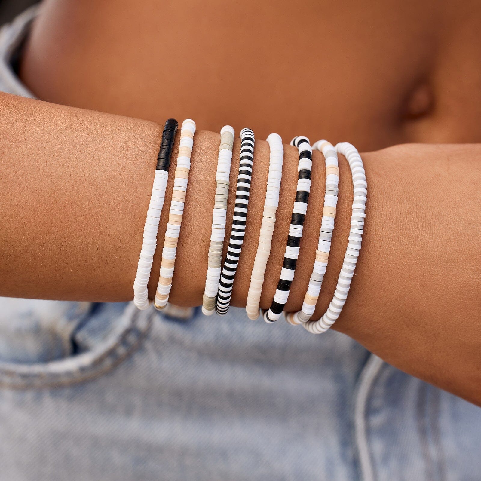 Vacation Vibes Neutral Stretch Bracelet Set of 8 - Image 3
