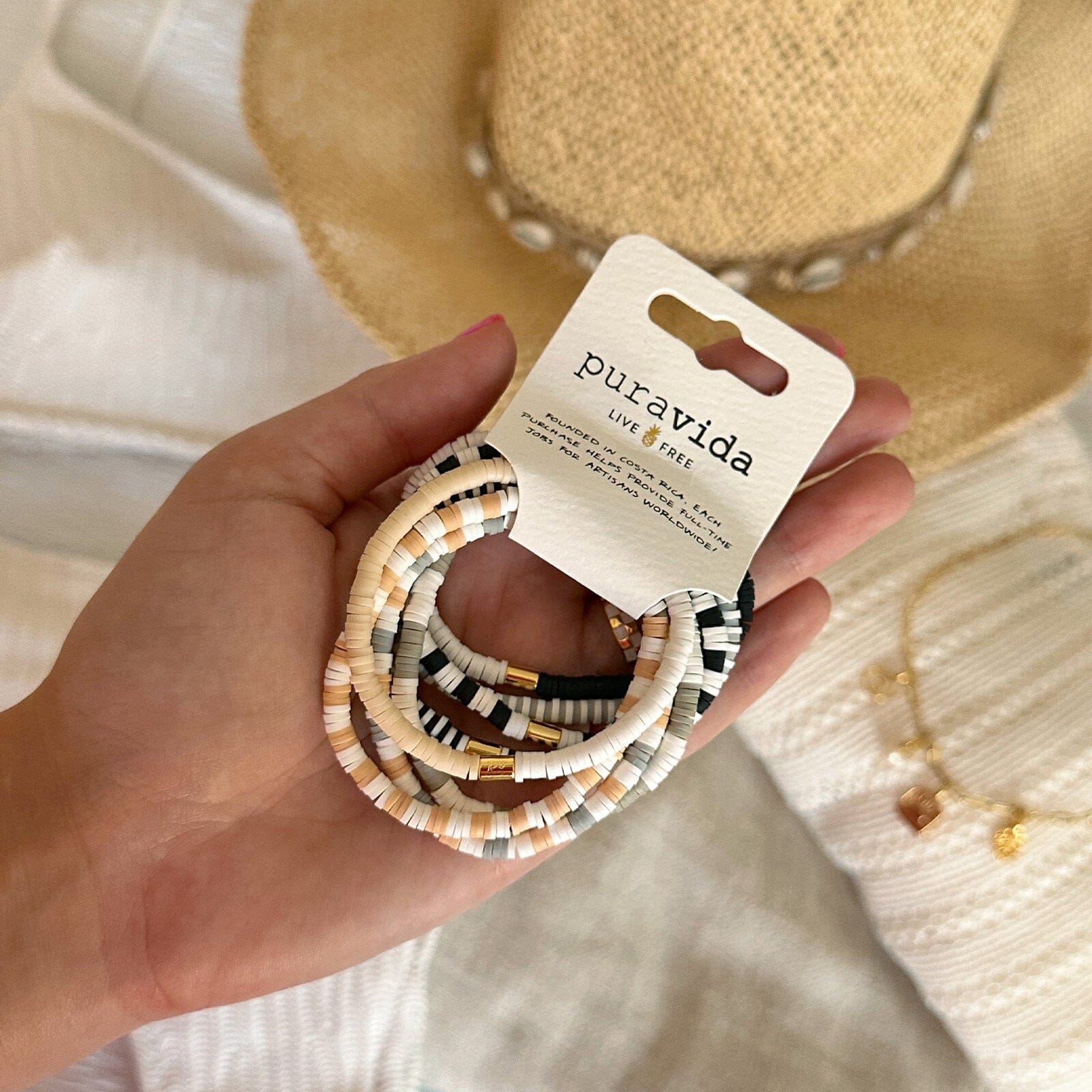 Vacation Vibes Neutral Stretch Bracelet Set of 8 - Image 8
