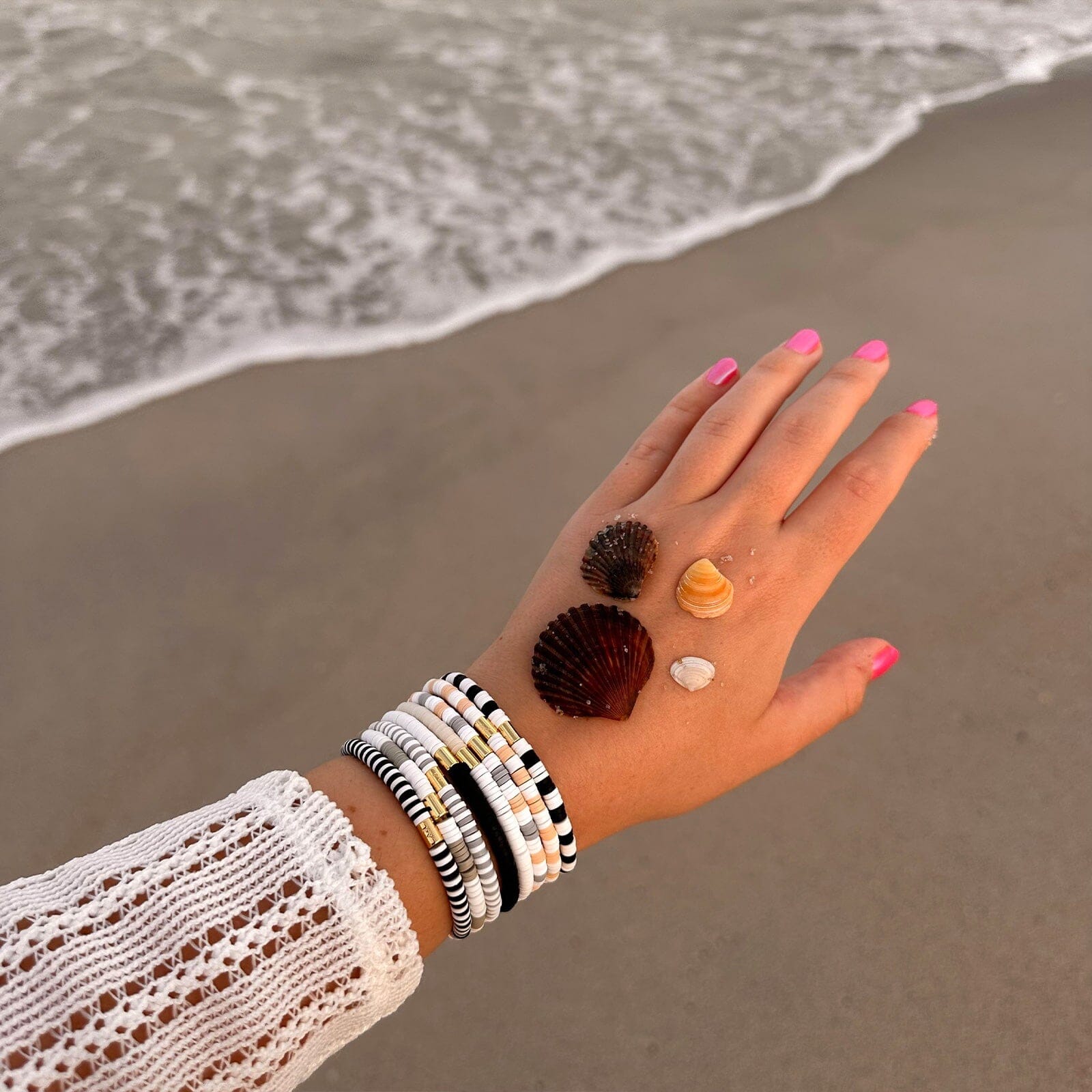 Vacation Vibes Neutral Stretch Bracelet Set of 8 - Image 7