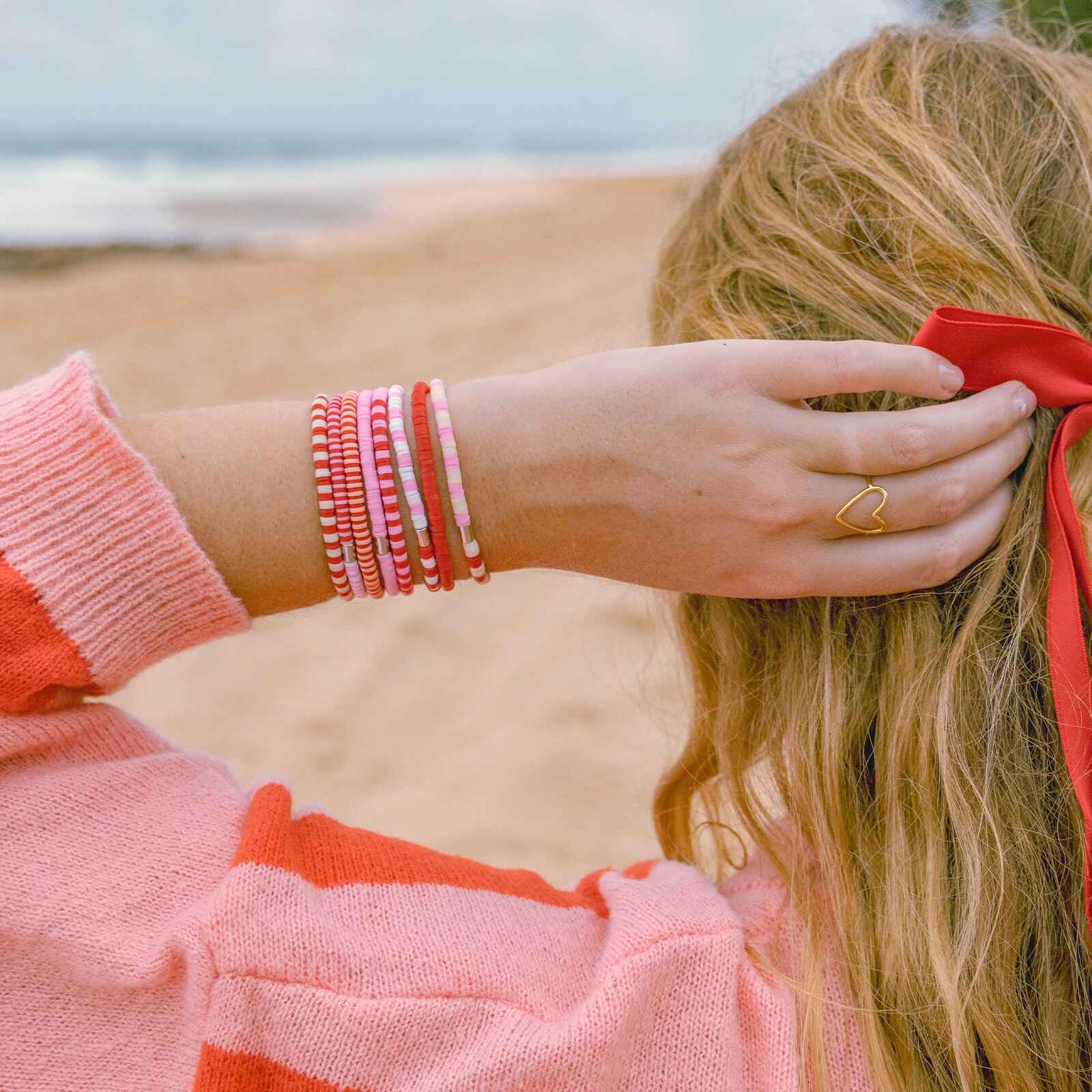 Vacation Vibes Pink Moment Stretch Bracelet Set of 8 - Image 10