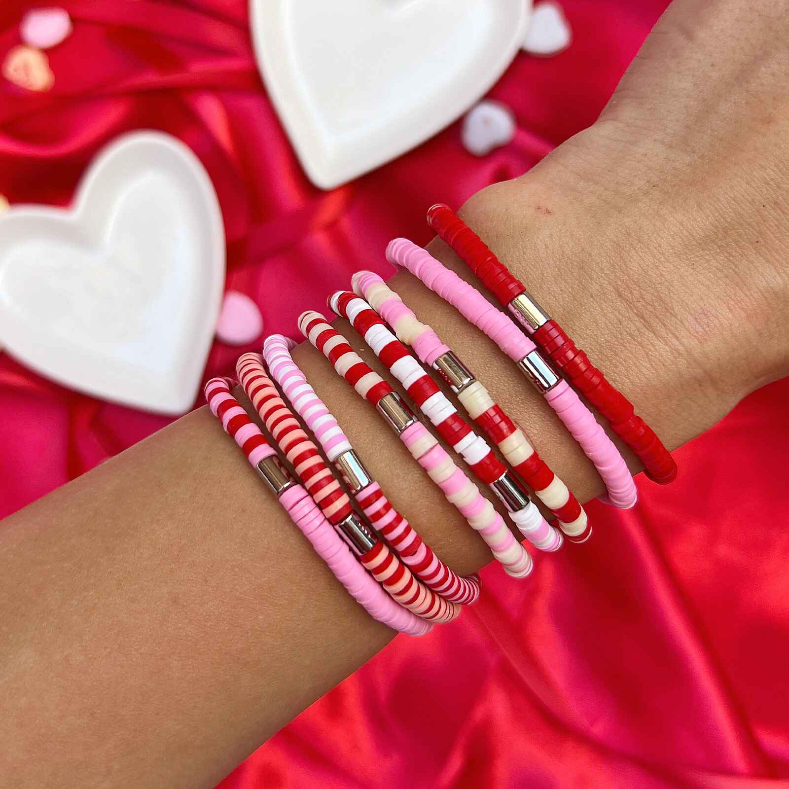 Vacation Vibes Pink Moment Stretch Bracelet Set of 8 - Image 12