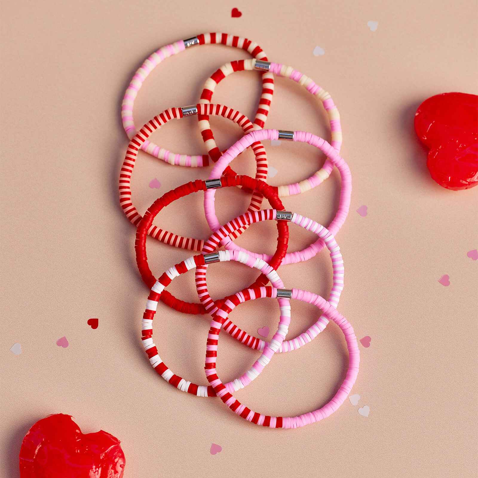 Vacation Vibes Pink Moment Stretch Bracelet Set of 8 - Image 3