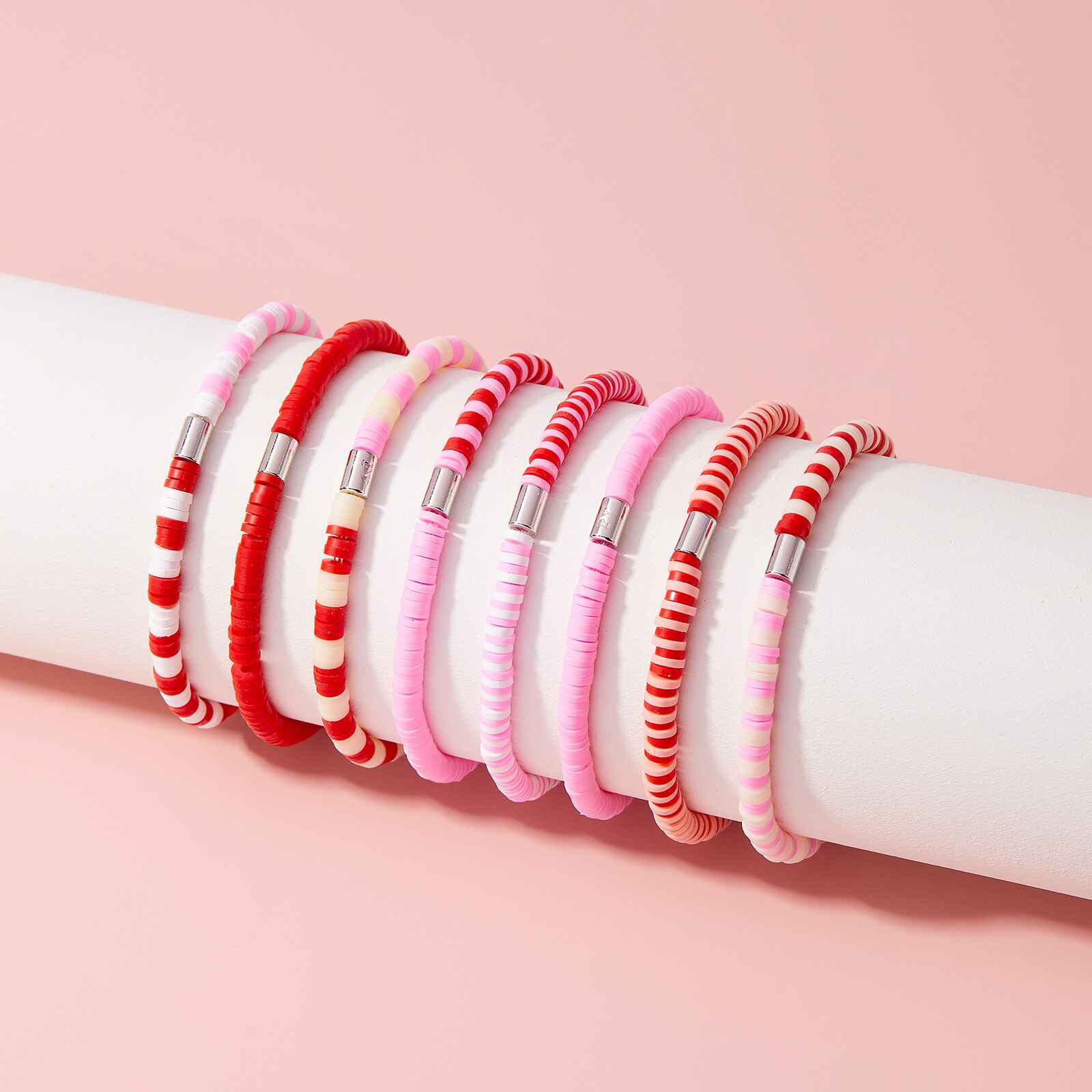 Vacation Vibes Pink Moment Stretch Bracelet Set of 8 - Image 6