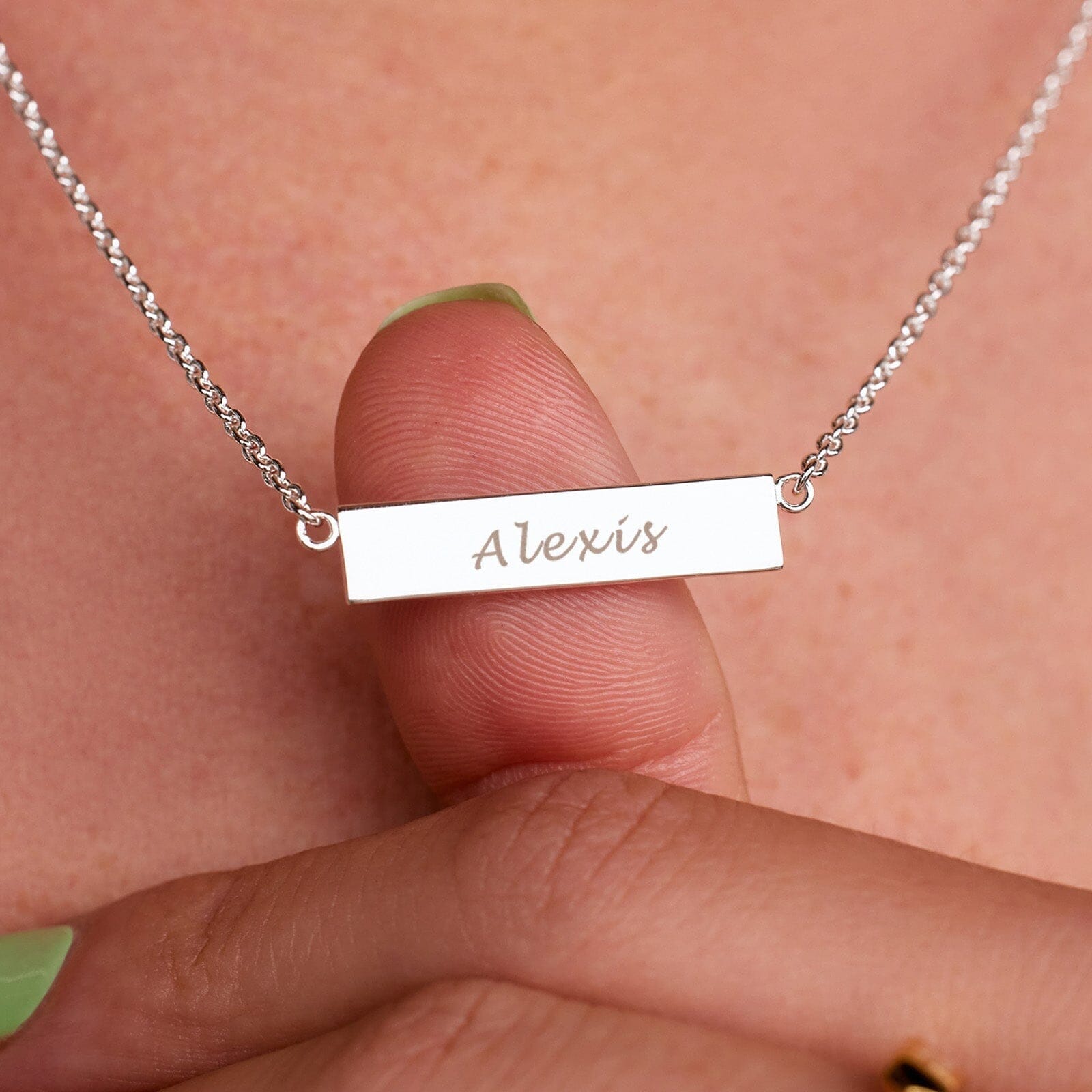 Demi-Fine Engravable Bar Necklace - Image 4