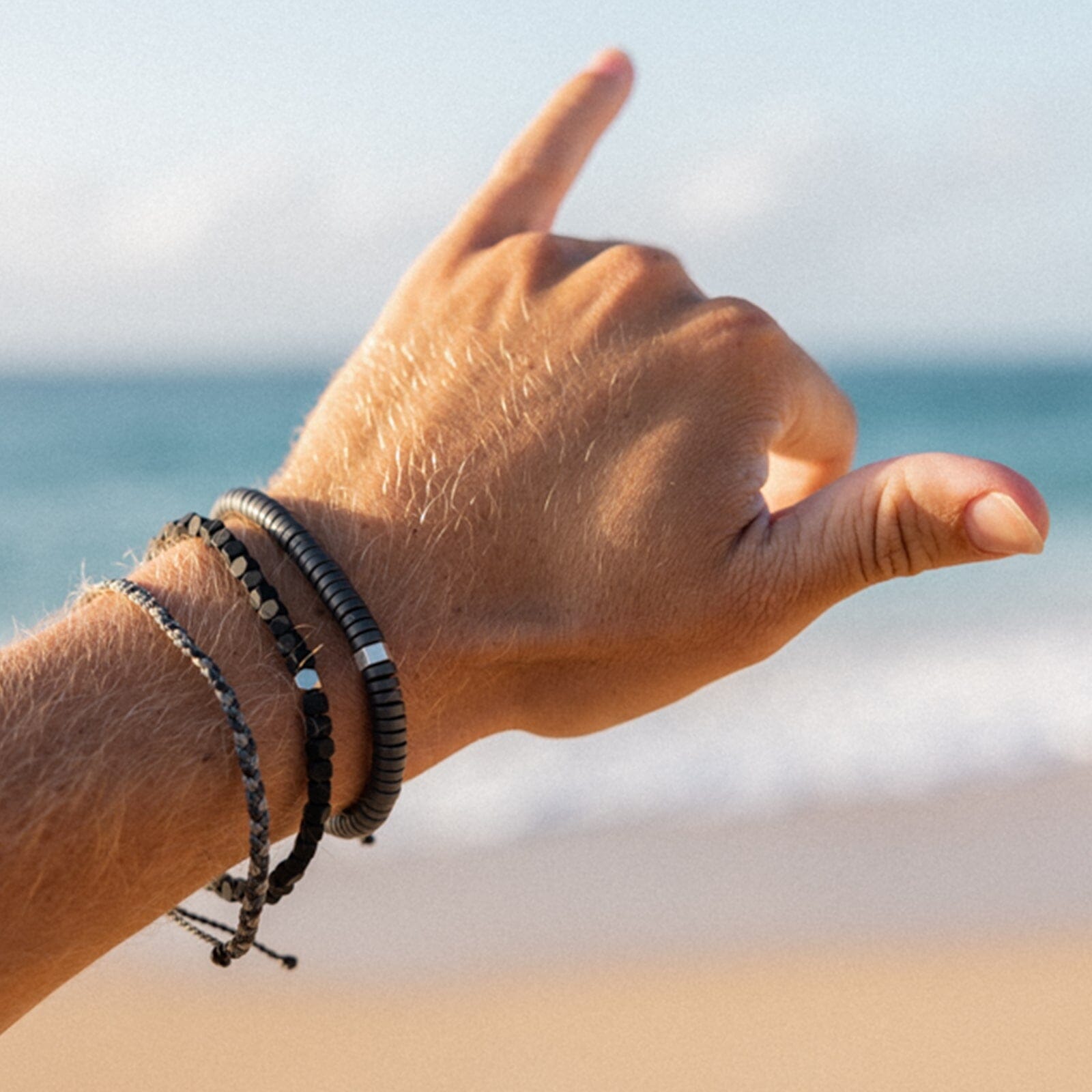 Men's Black Gunmetal Stone Bracelet - Image 3