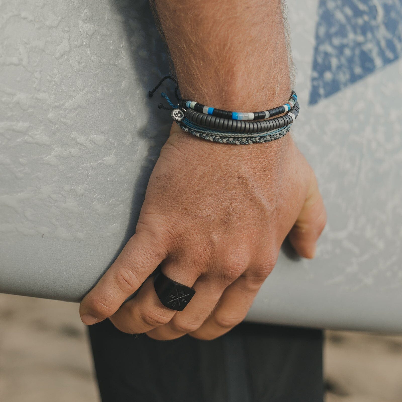 Men's Black Gunmetal Stone Bracelet - Image 6