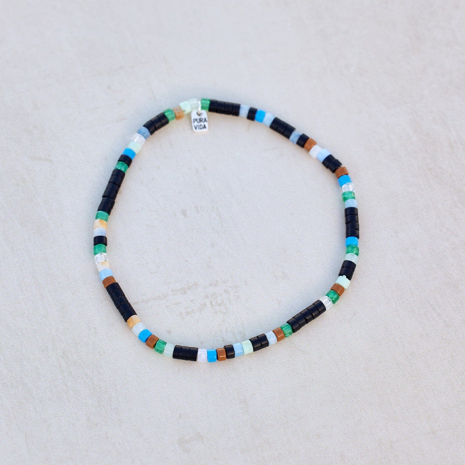 Men's Mixed Seed Bead Stretch Anklet - Image 4