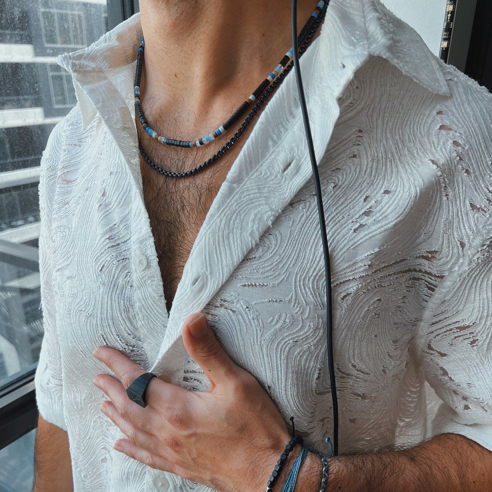 Men's Mixed Seed Bead Necklace - Image 4