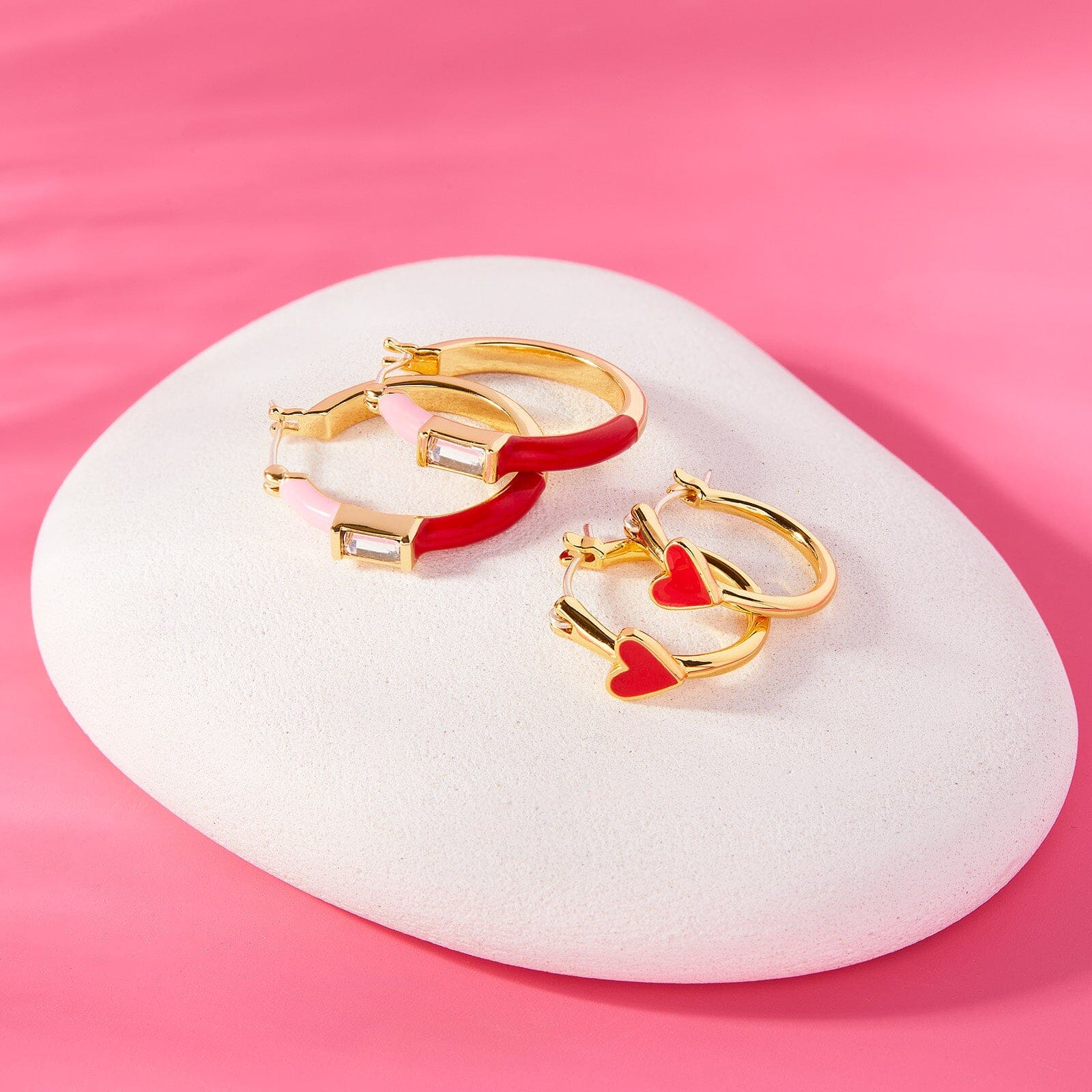 Baguette Enamel Hoop Earrings - Image 5