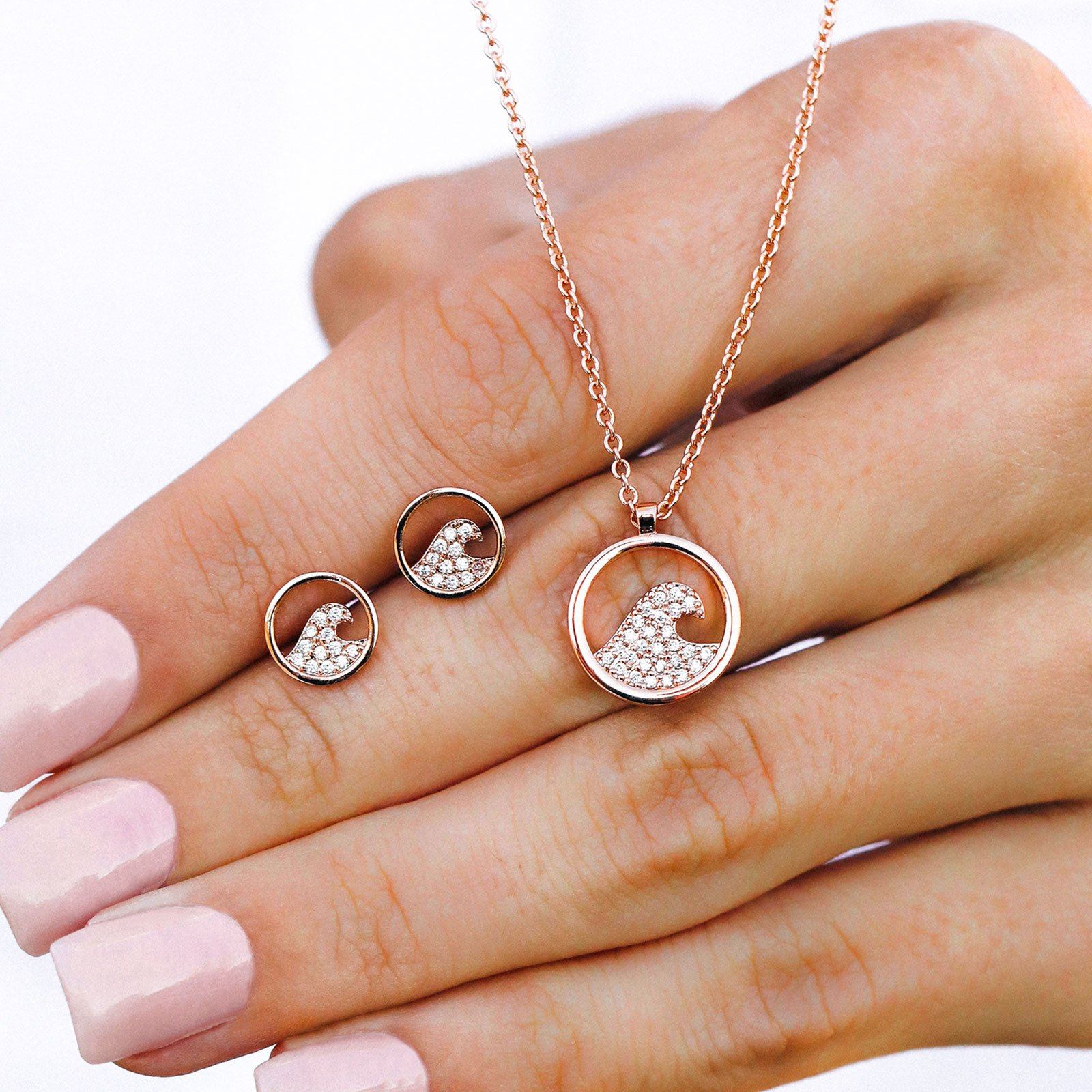 Pave Wave Necklace & Earring Set - Image 2