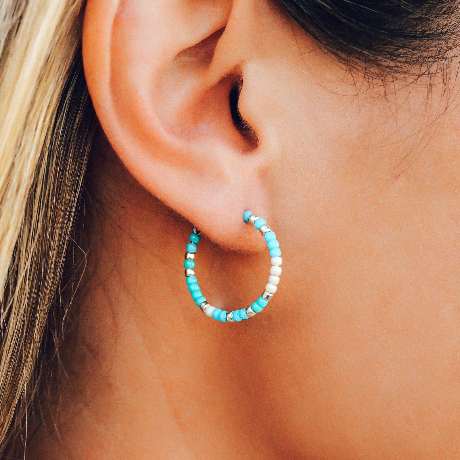Playa Seed Bead Hoop Earrings - Image 4