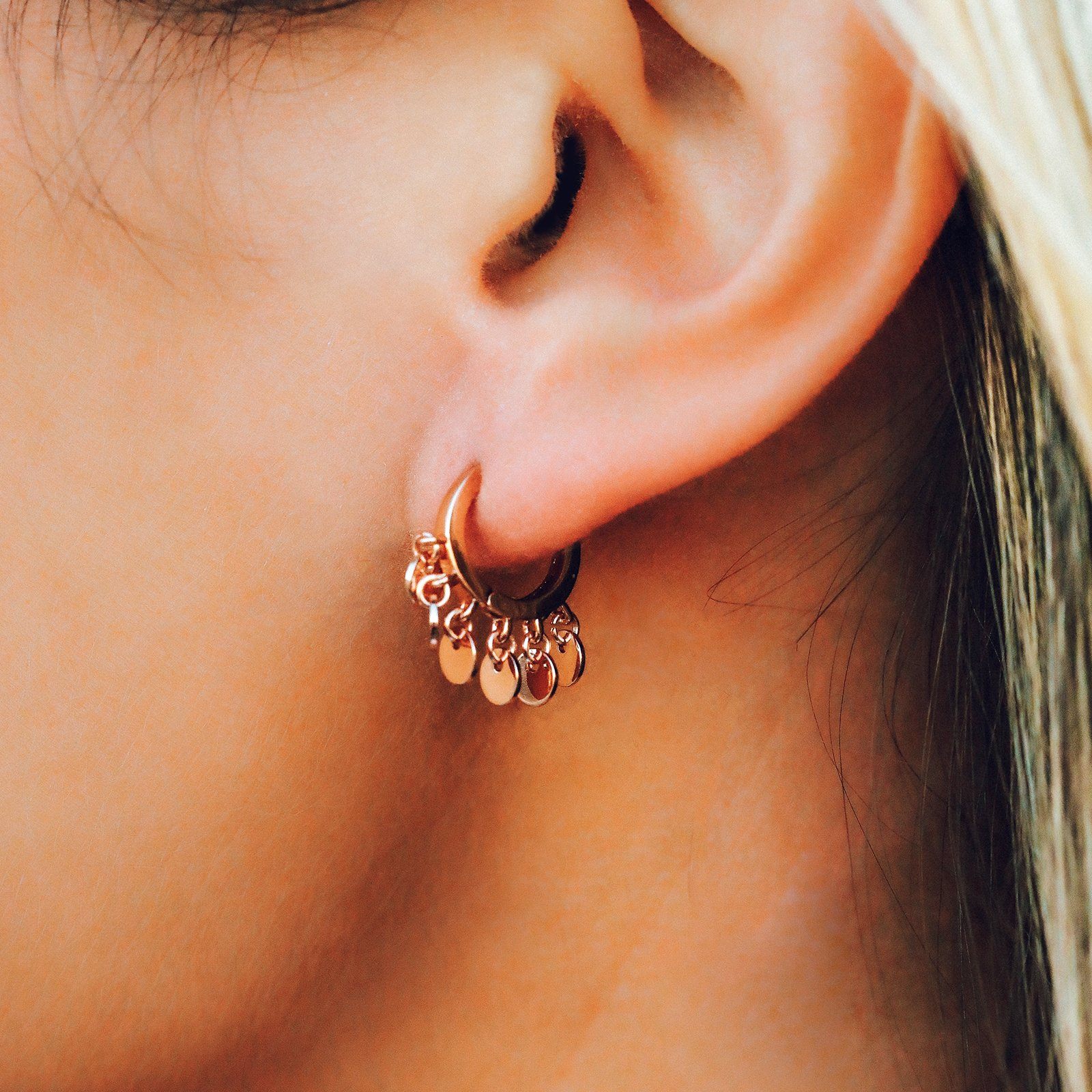 Mini Coin Huggie Earrings - Image 8