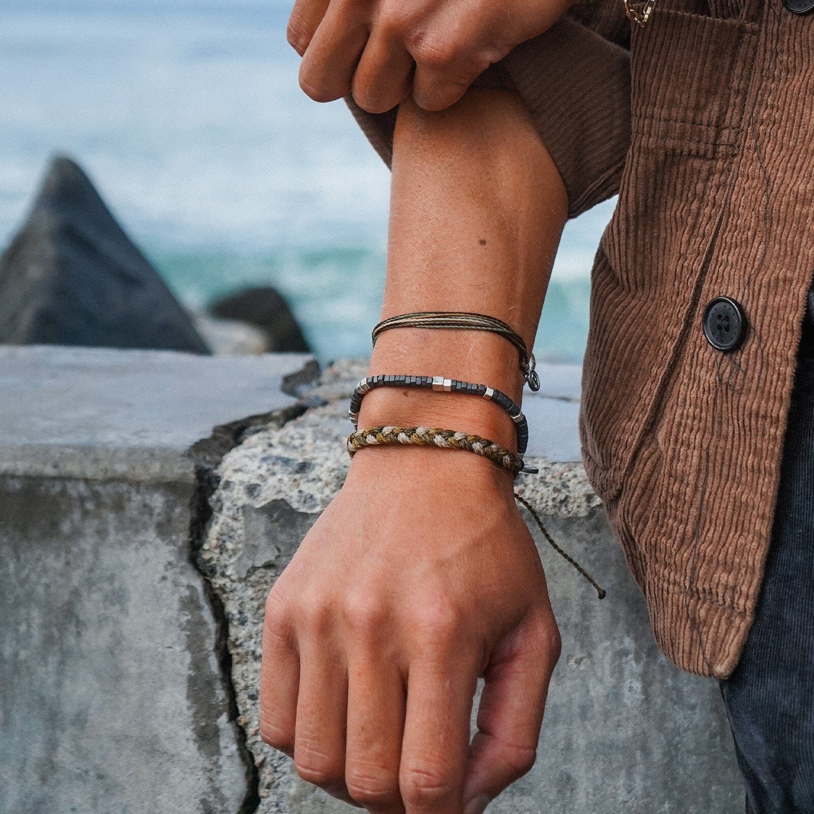 Men's Faceted Pyrite Stretch Bracelet - Image 9