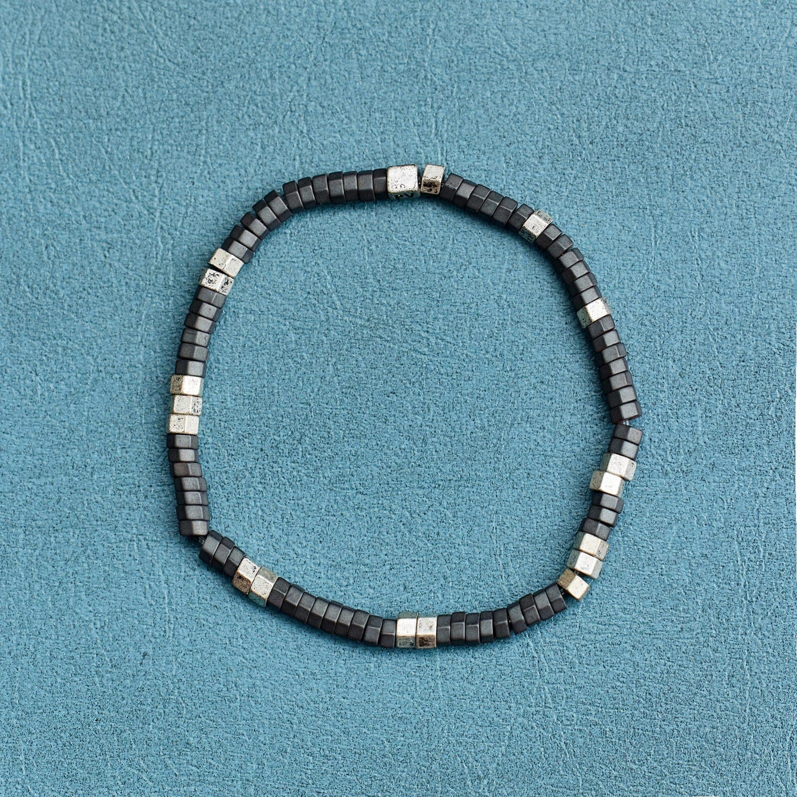 Men's Faceted Pyrite Stretch Bracelet - Image 2