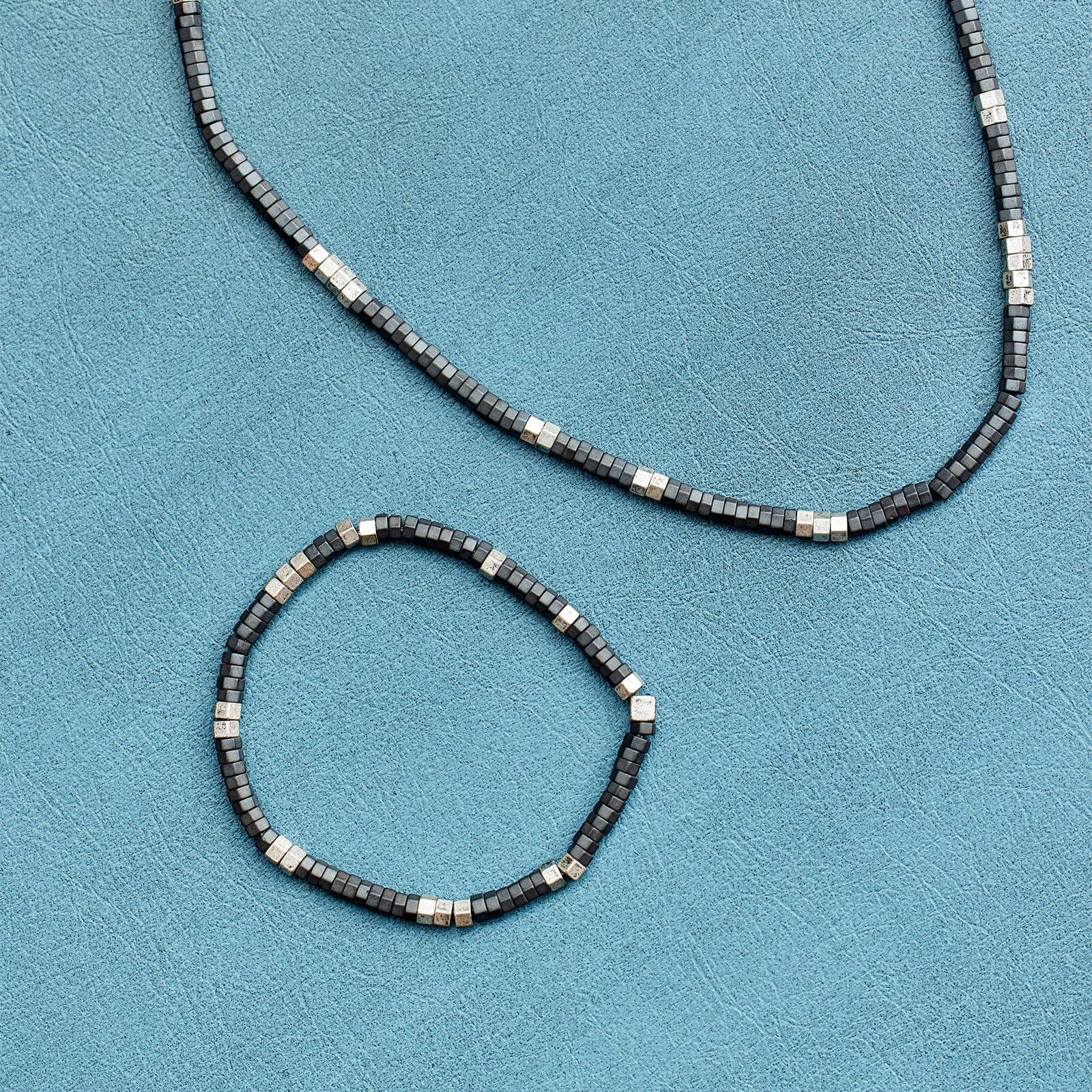 Men's Faceted Pyrite Stretch Bracelet - Image 3