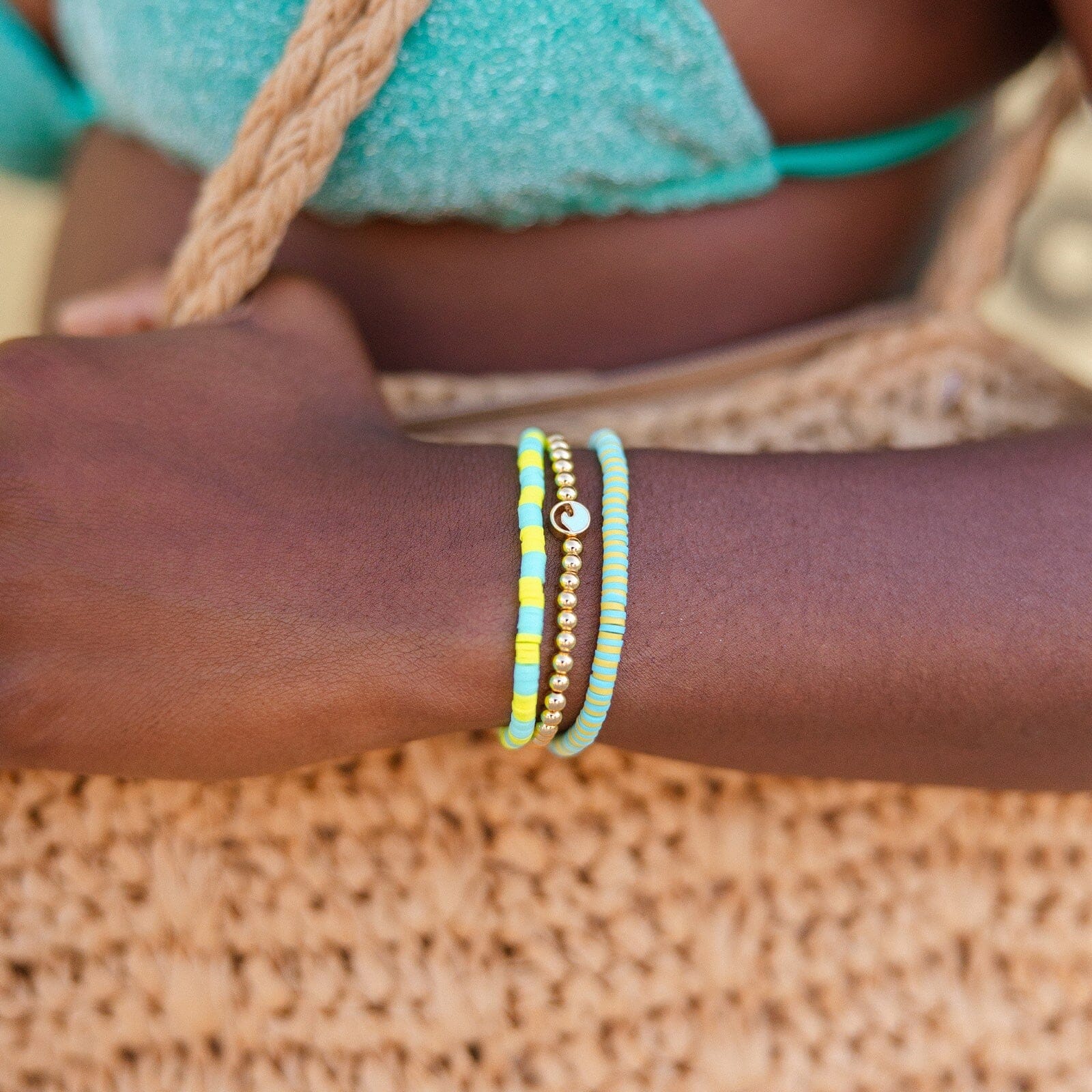 Sunbleached Aqua Seascape Stretch Bracelet - Image 6
