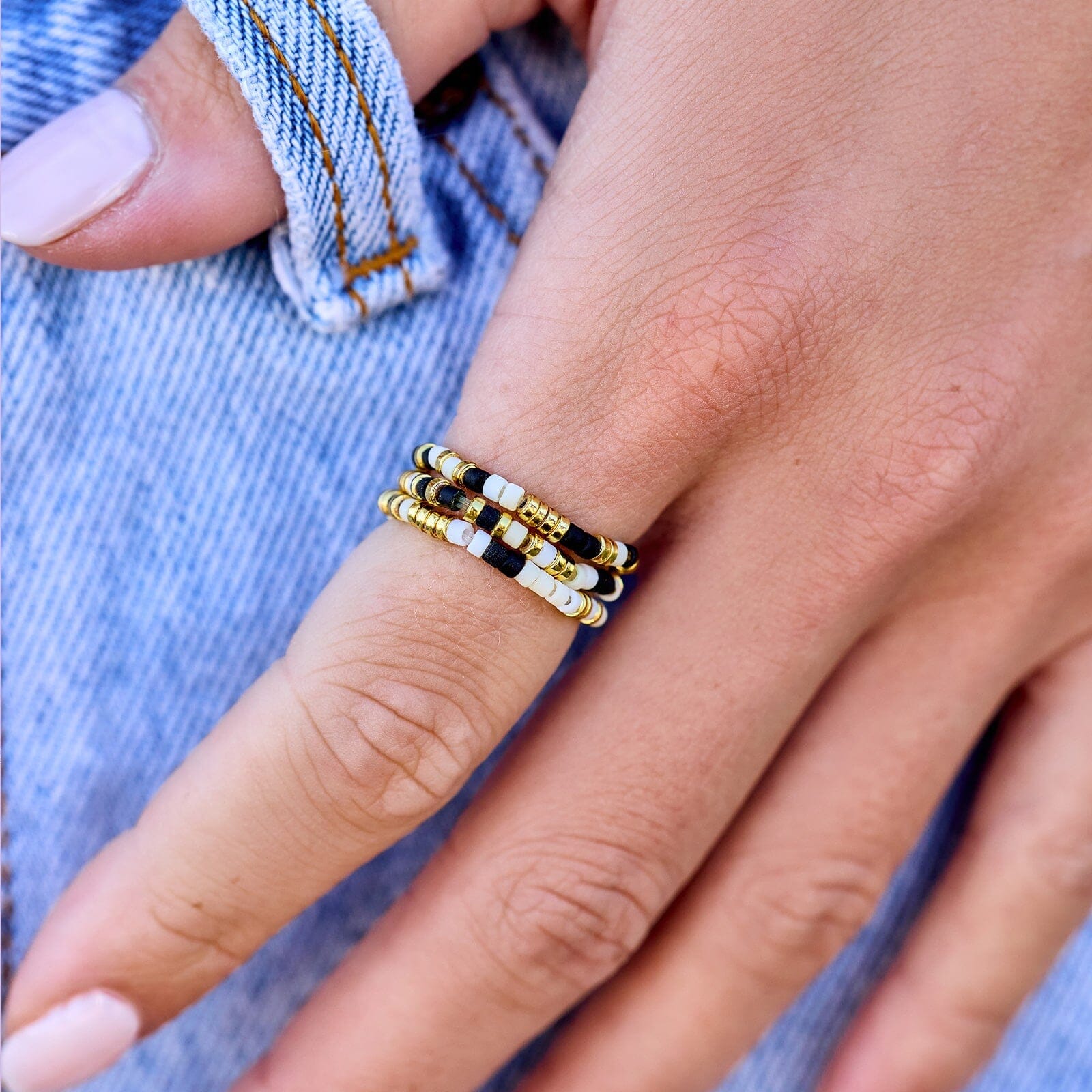 Monochrome Stretch Ring Set of 3 - Image 2