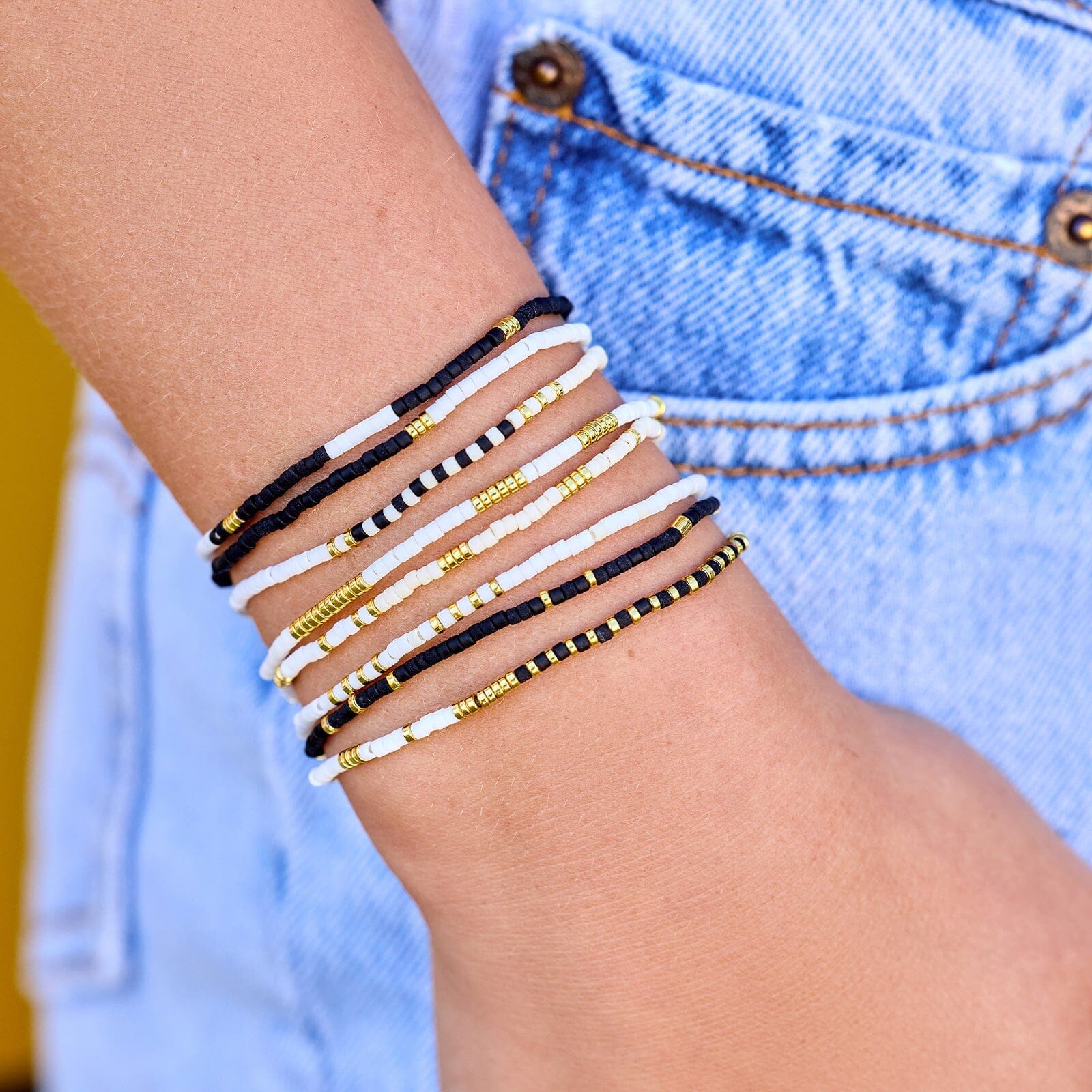 Monochrome Stretch Bracelet Set of 8 - Image 2