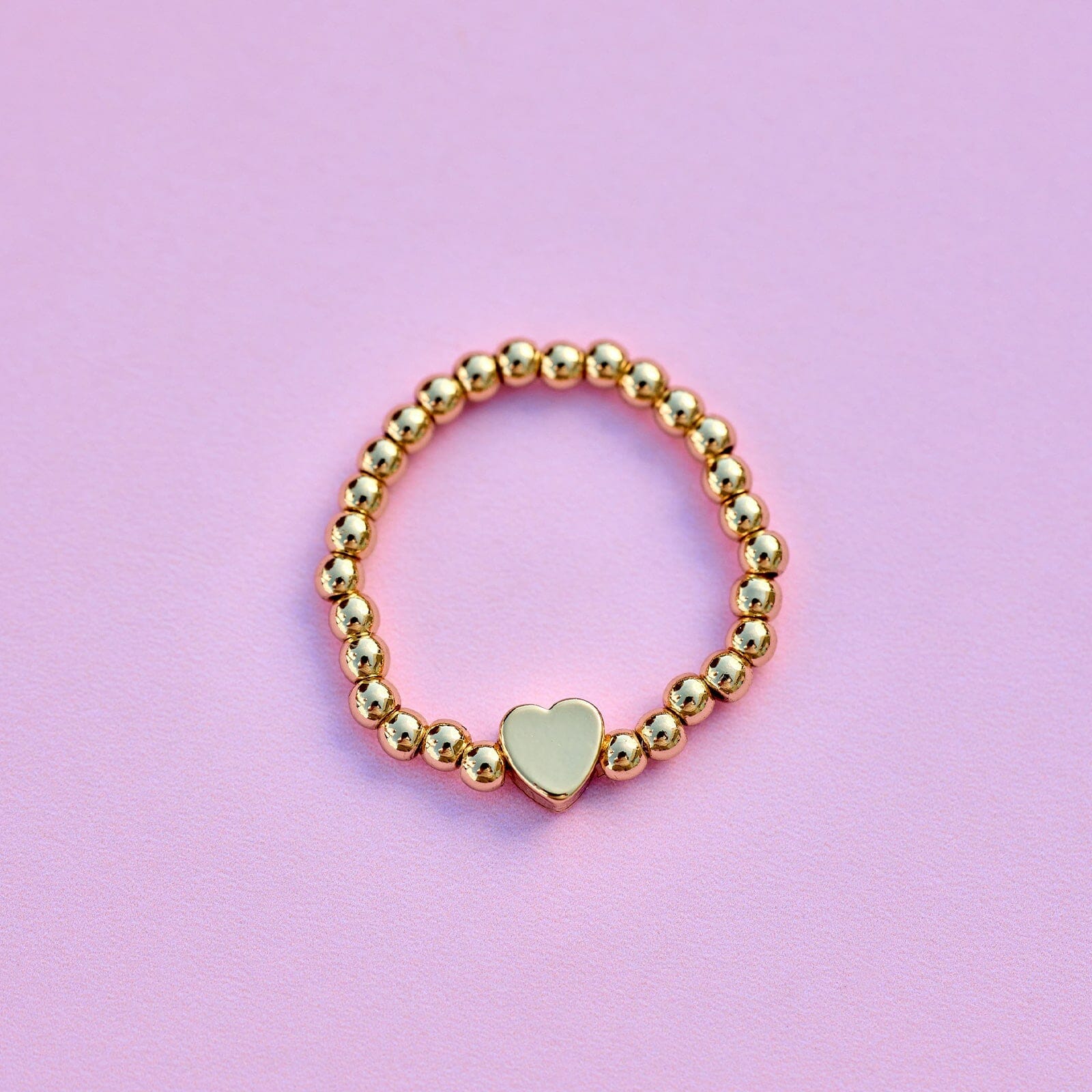Gold Heart Bead Stretch Ring - Image 4