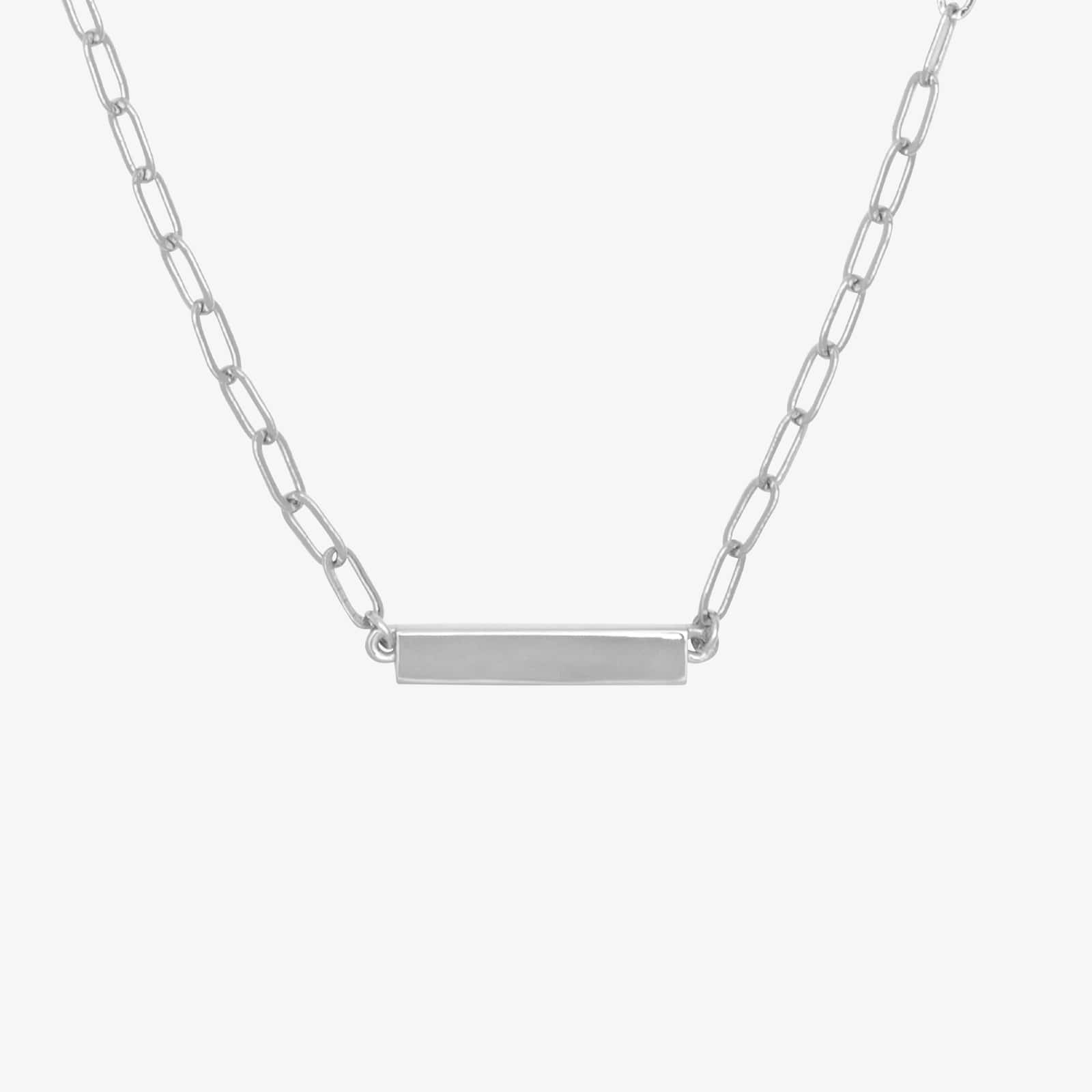 Engravable Paperclip Chain Bar Necklace - Image 2
