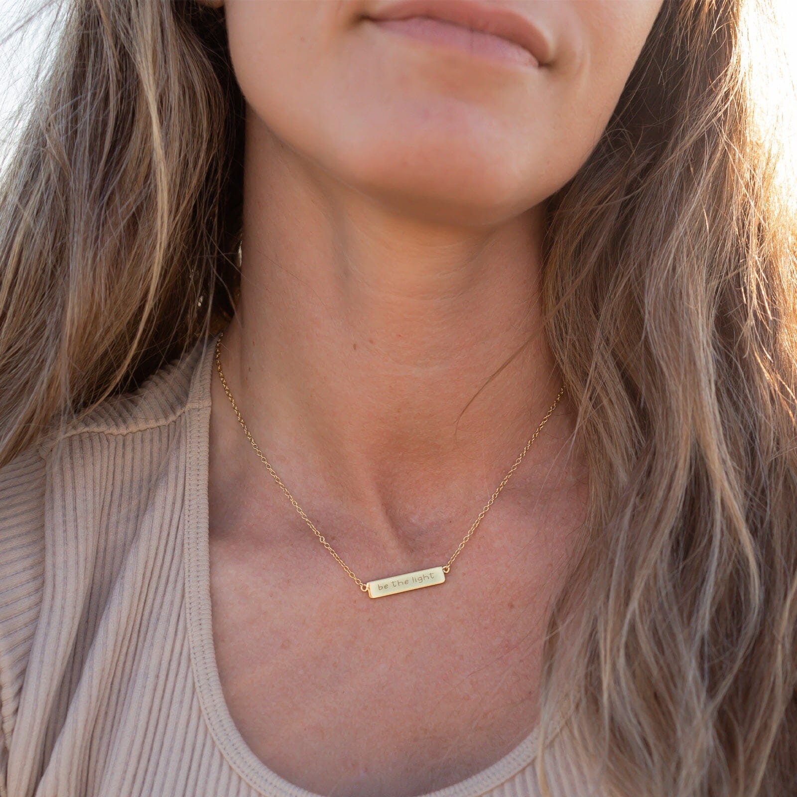 Engravable Paperclip Chain Bar Necklace - Image 9