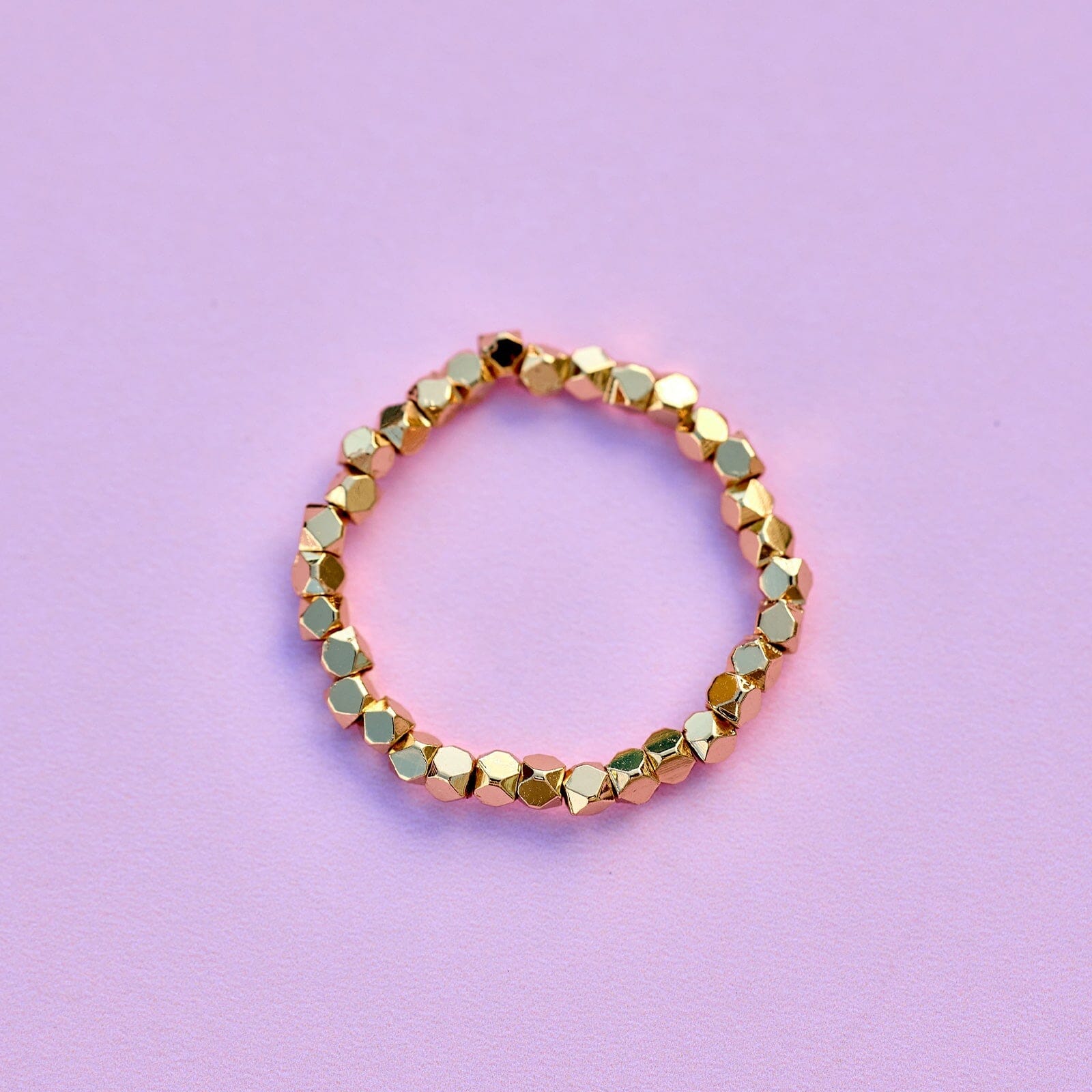 Faceted Gold Bead Stretch Ring - Image 4