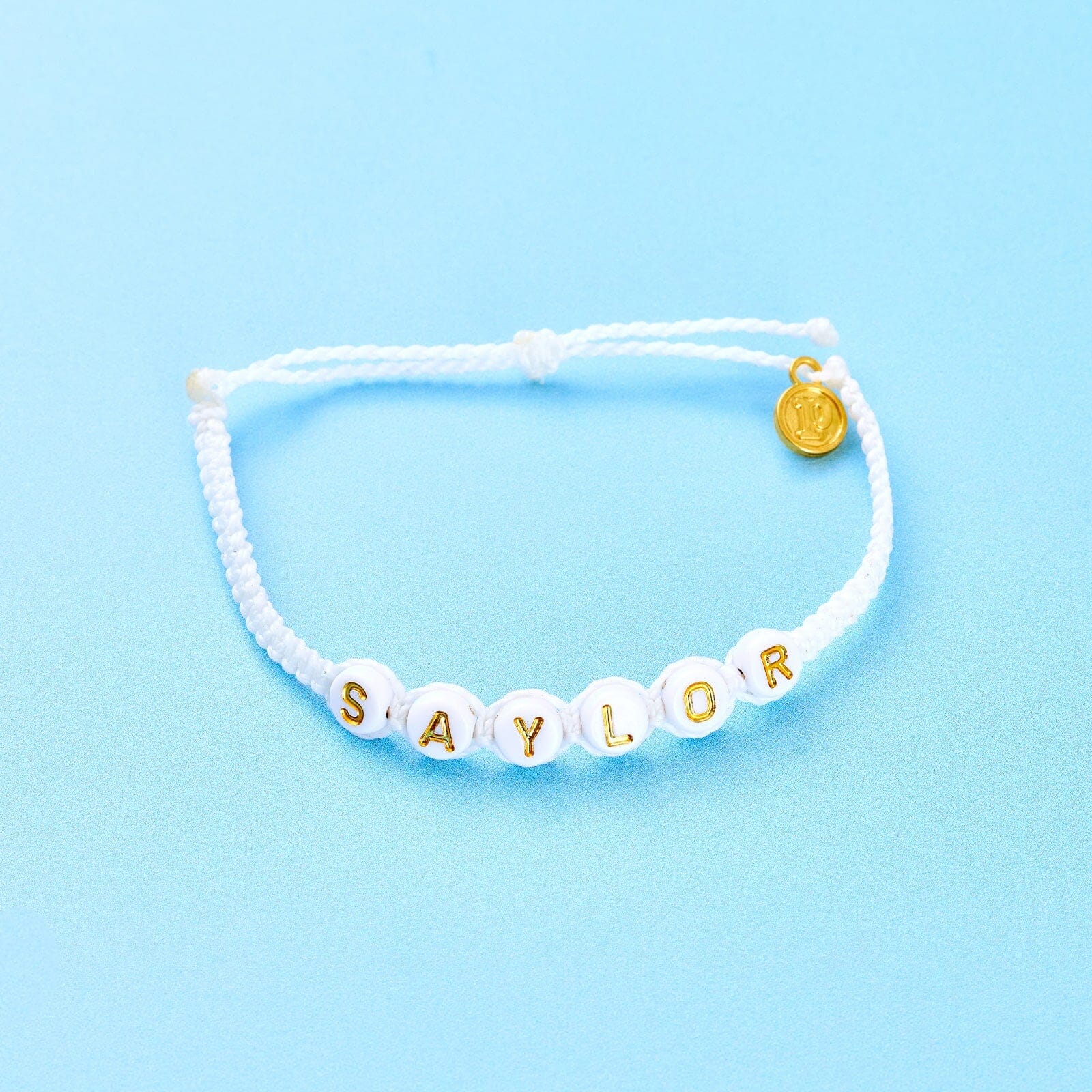 White Alphabet Bead Bracelet - Image 4