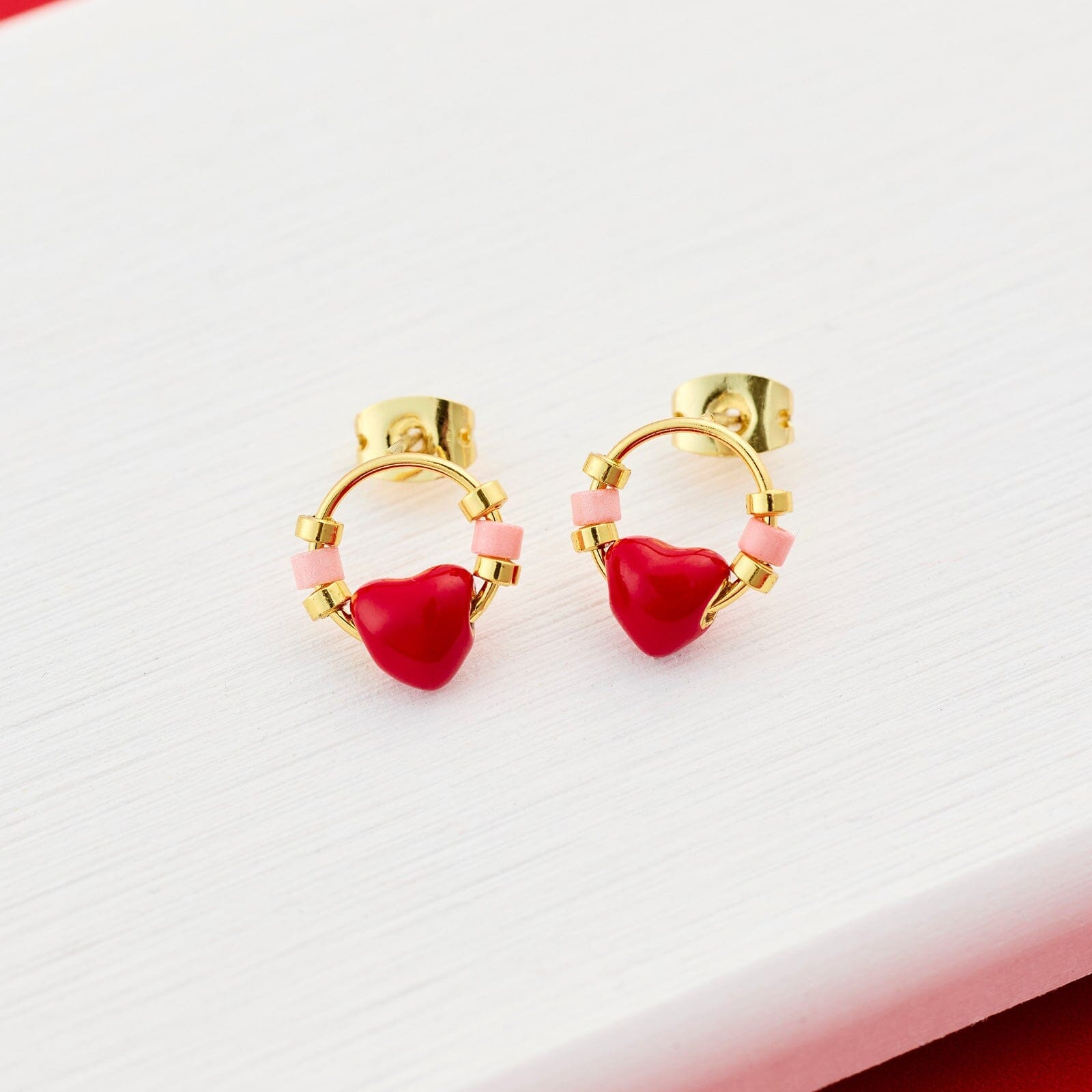 Heart Bead Stud Earrings - Image 4