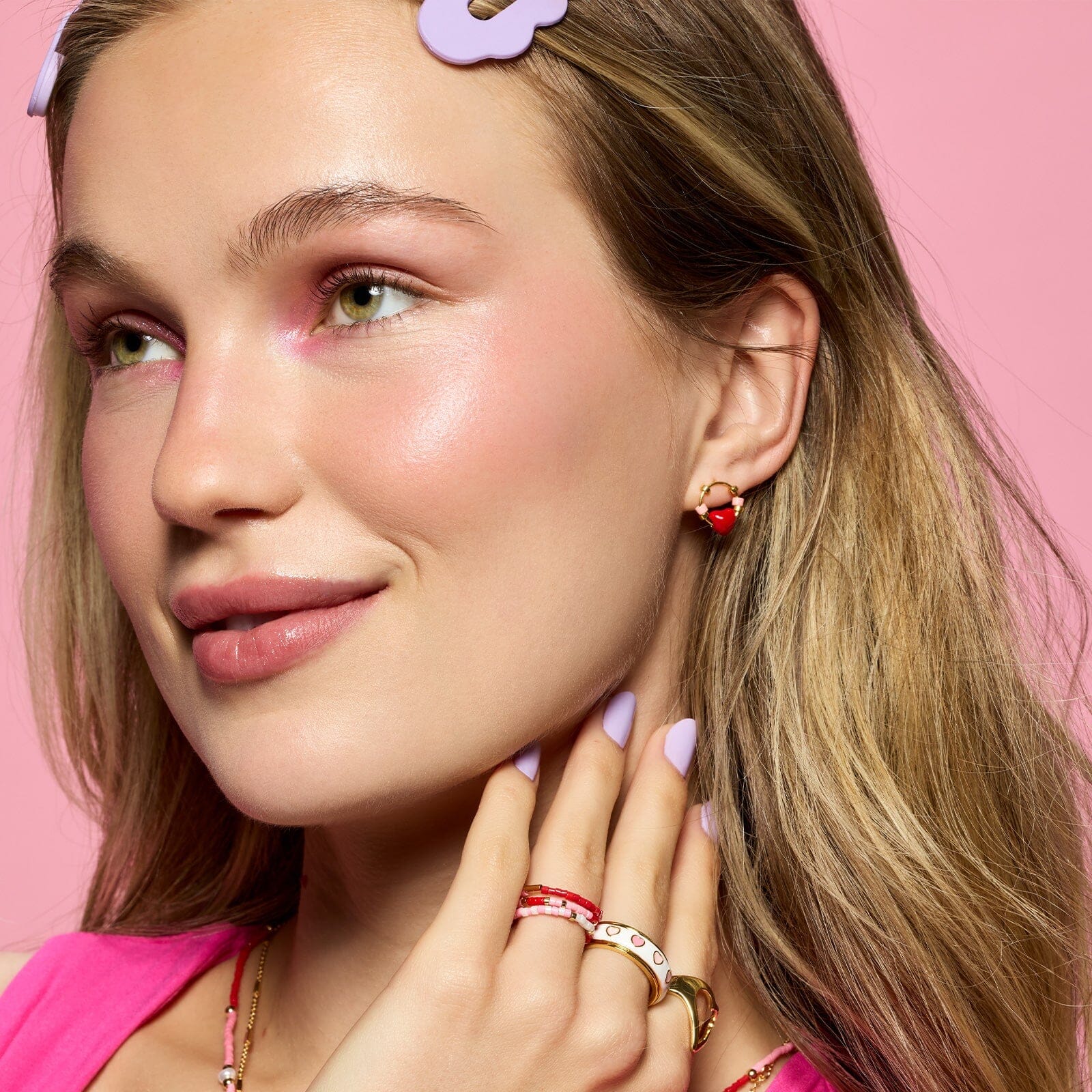 Heart Bead Stud Earrings - Image 2