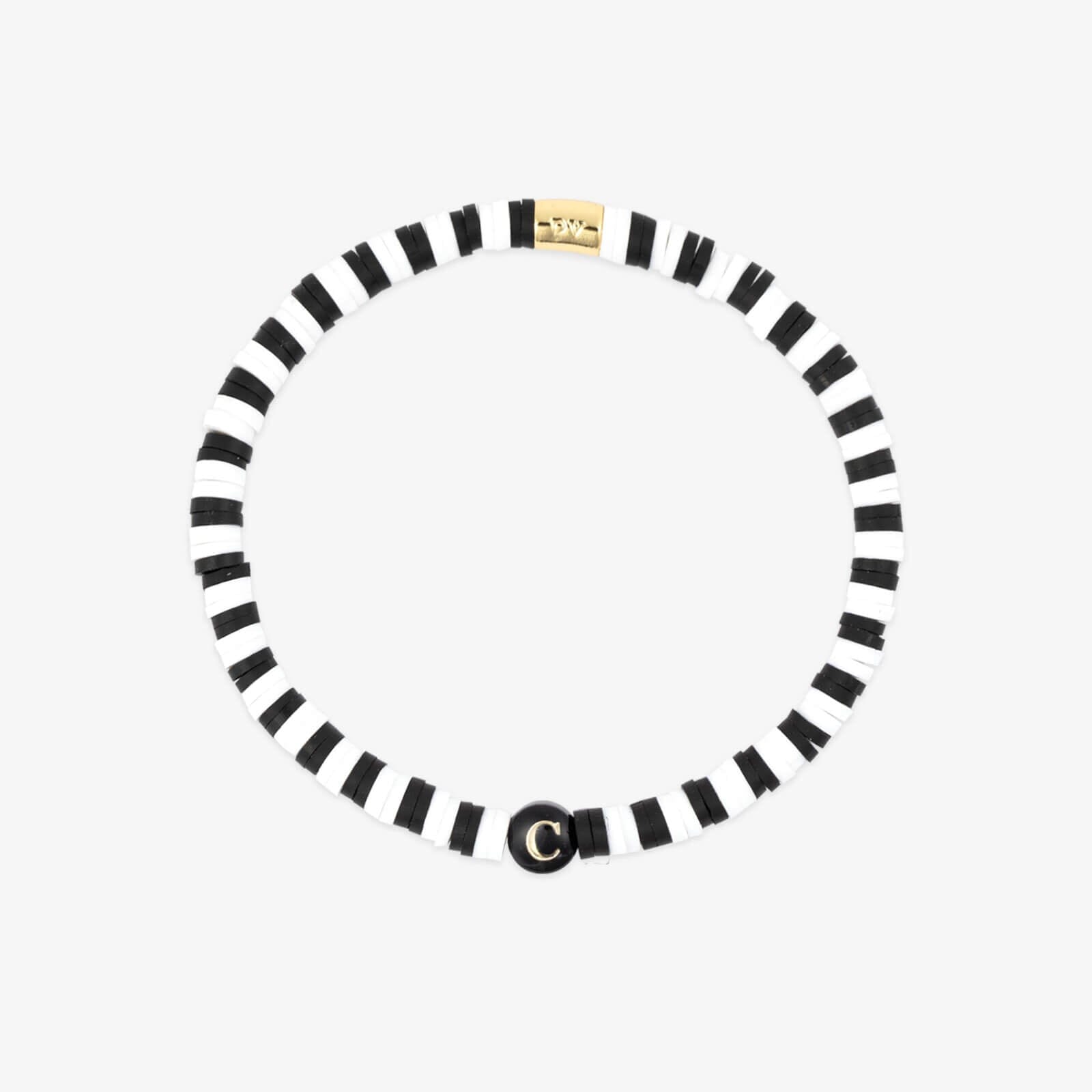 Black and White Alphabet Stretch Bracelet - Image 8
