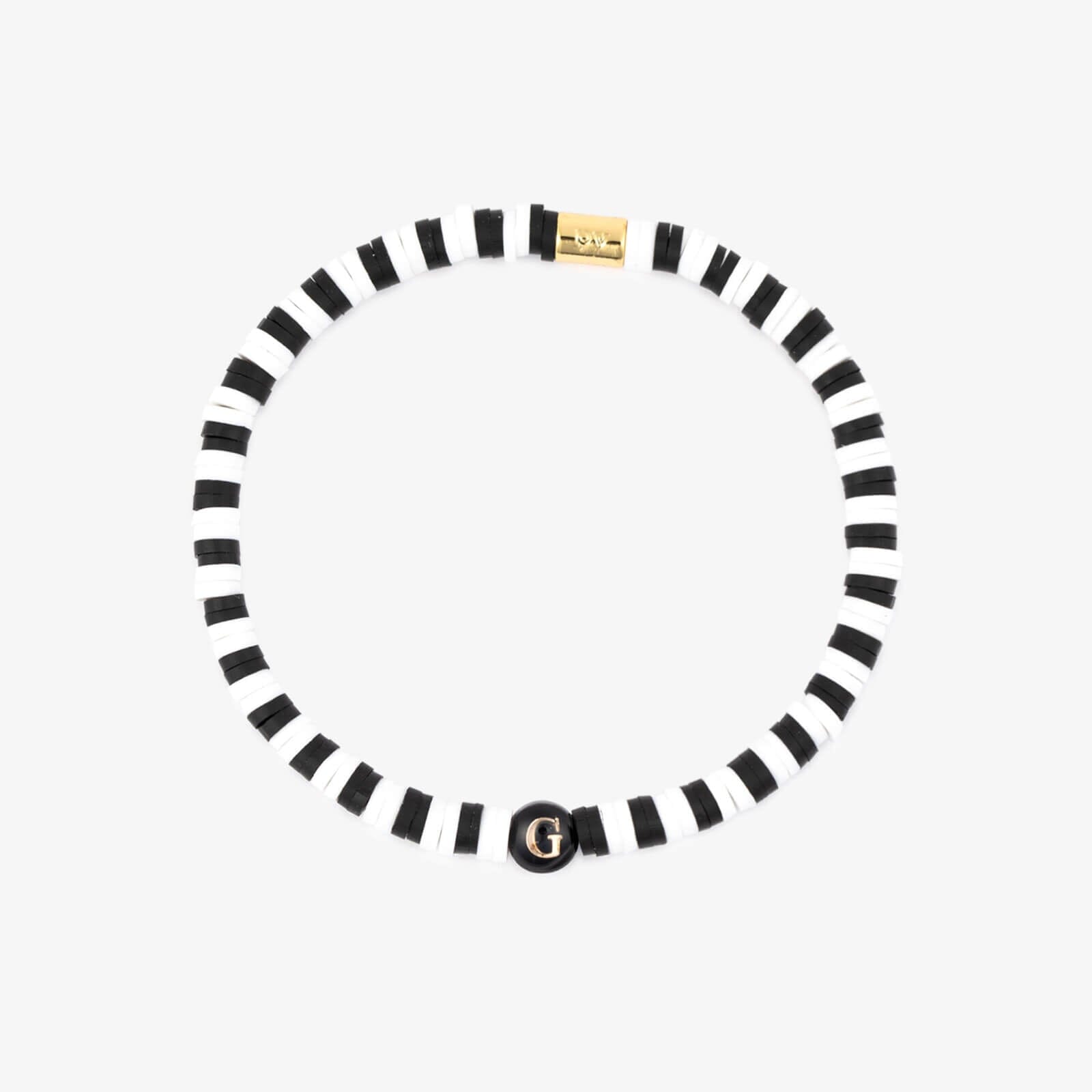 Black and White Alphabet Stretch Bracelet - Image 12