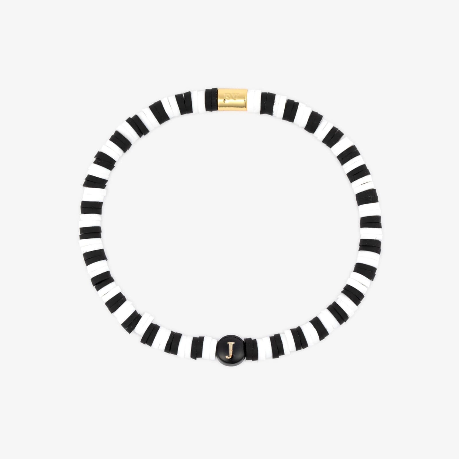 Black and White Alphabet Stretch Bracelet - Image 15