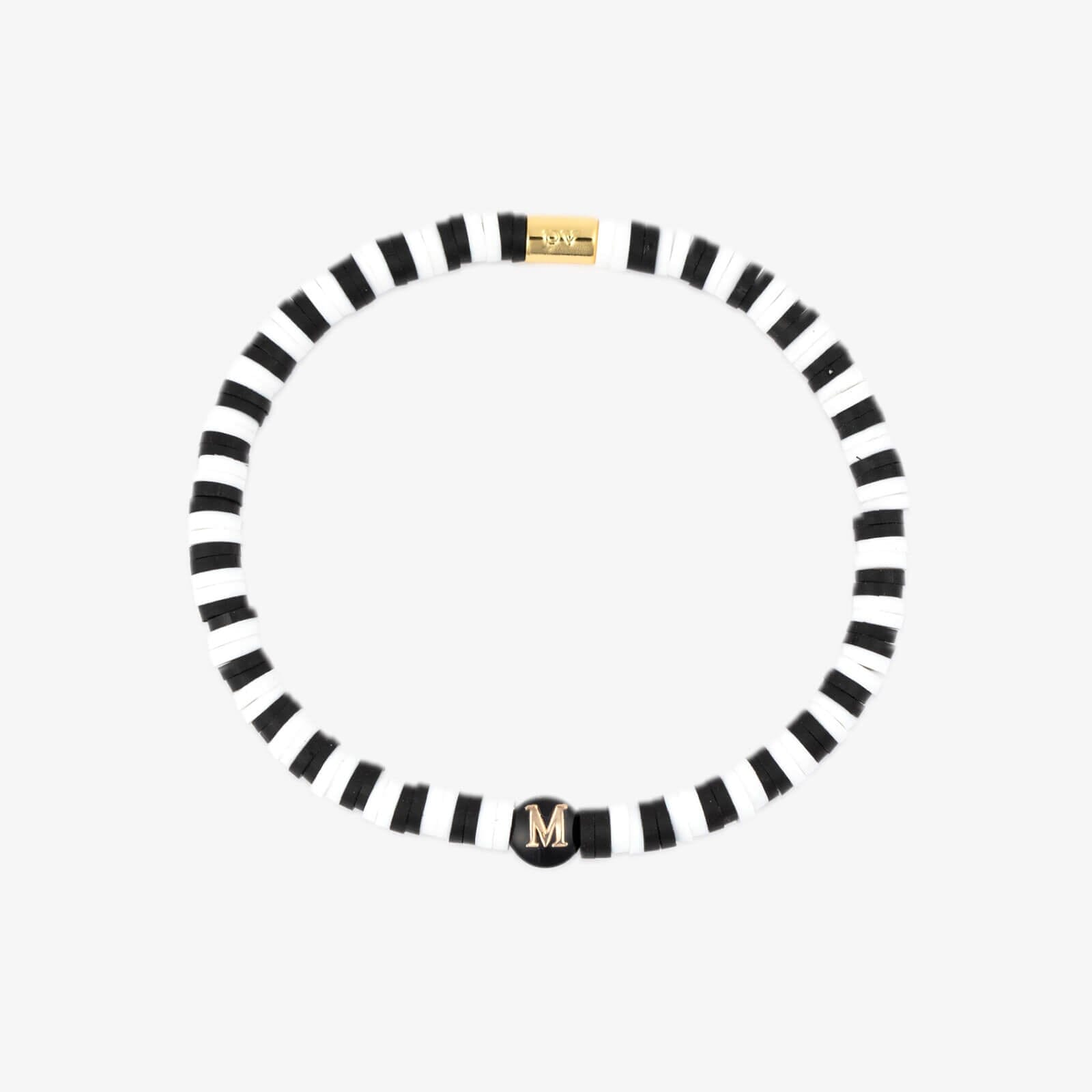 Black and White Alphabet Stretch Bracelet - Image 18