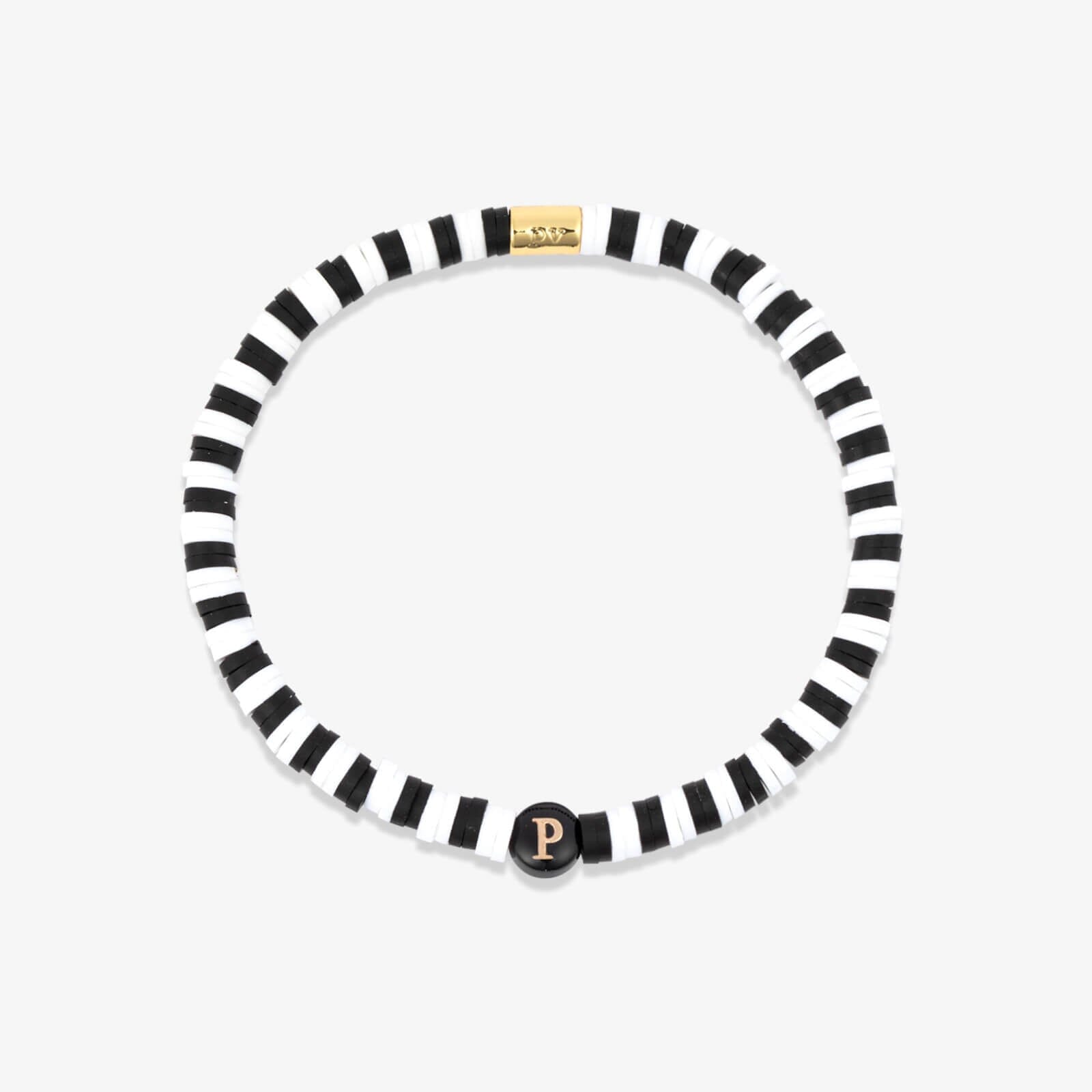 Black and White Alphabet Stretch Bracelet - Image 20