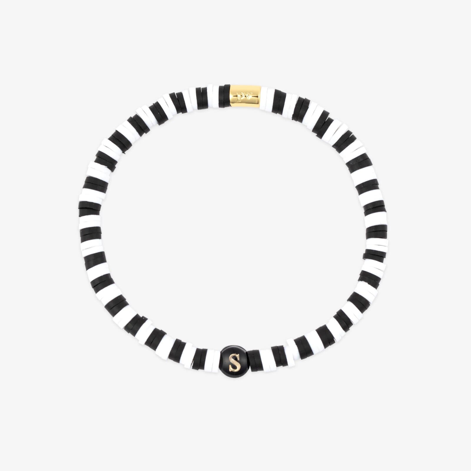 Black and White Alphabet Stretch Bracelet - Image 23