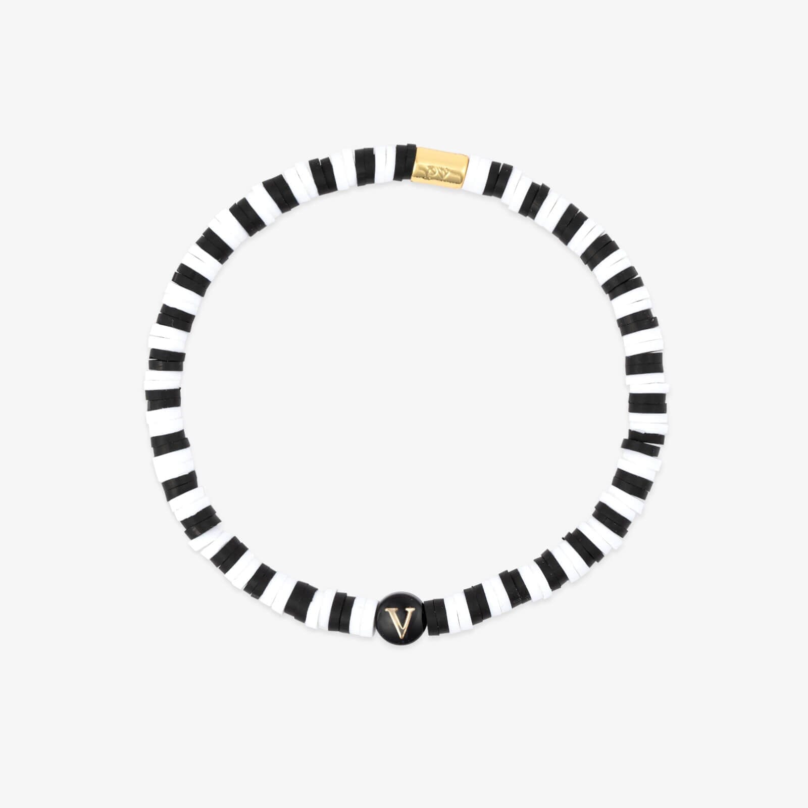 Black and White Alphabet Stretch Bracelet - Image 26