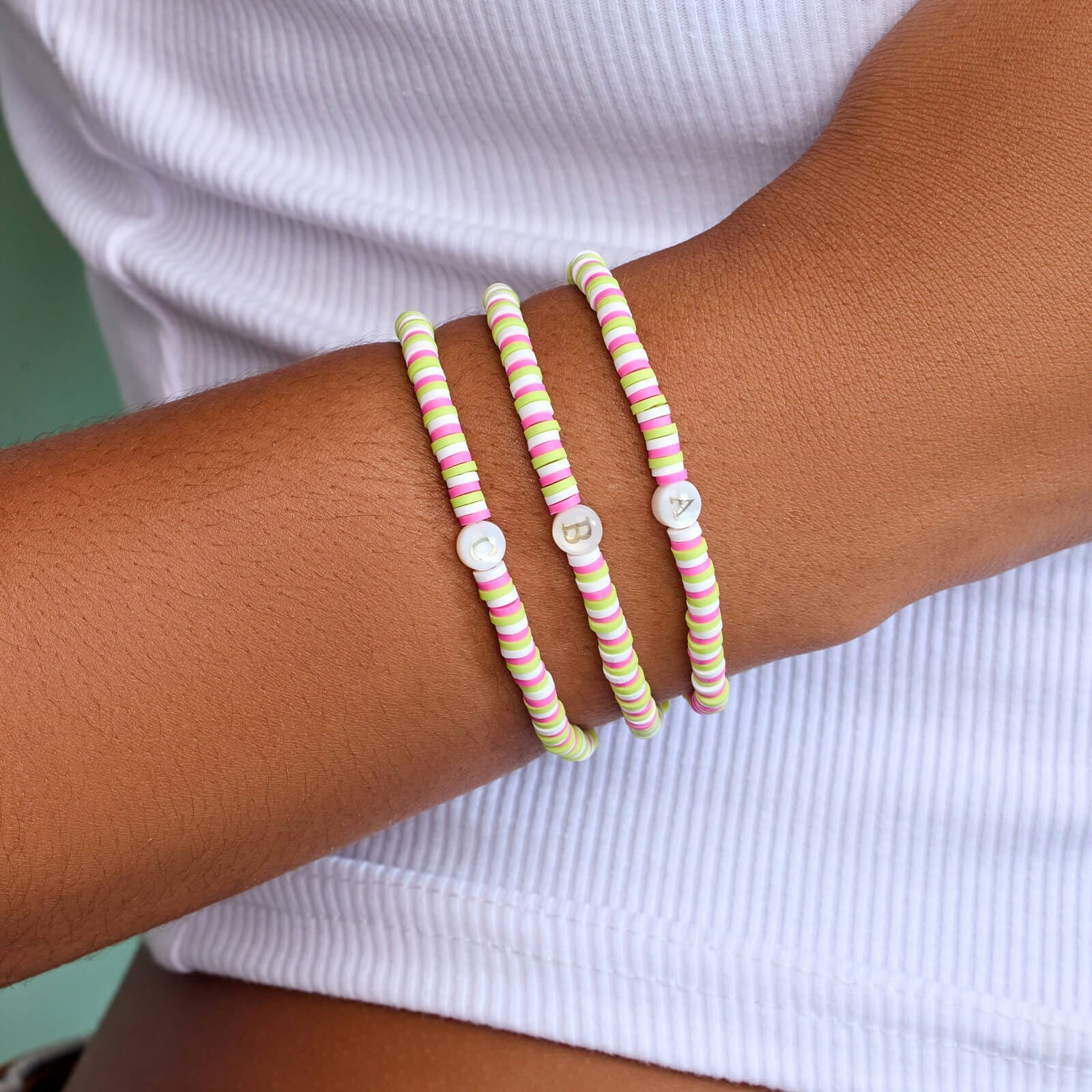 Raspberry Alphabet Stretch Bracelet - Image 2