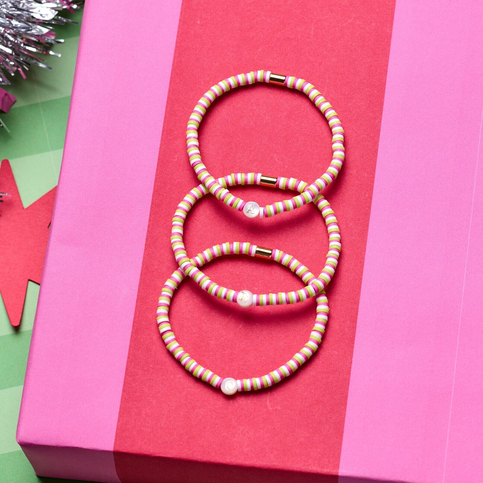 Raspberry Alphabet Stretch Bracelet - Image 4
