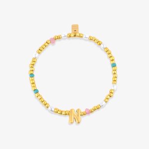 Initial Pearl & Seed Bead Stretch Bracelet