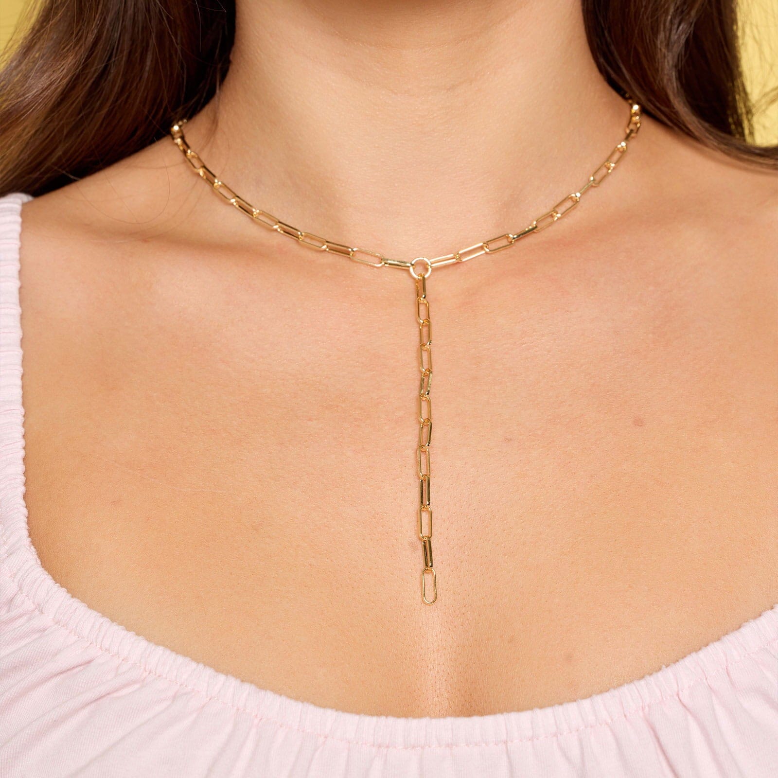 Paperclip Chain Lariat Necklace - Image 2